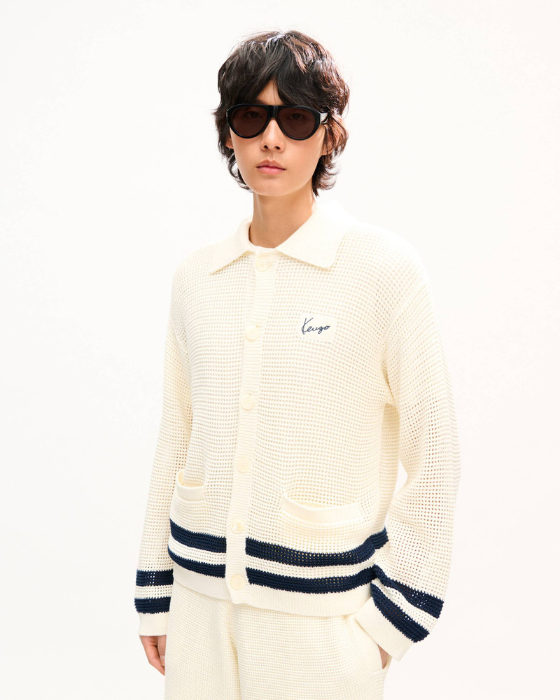 KENZO Polo collar cardigan in mesh outlook