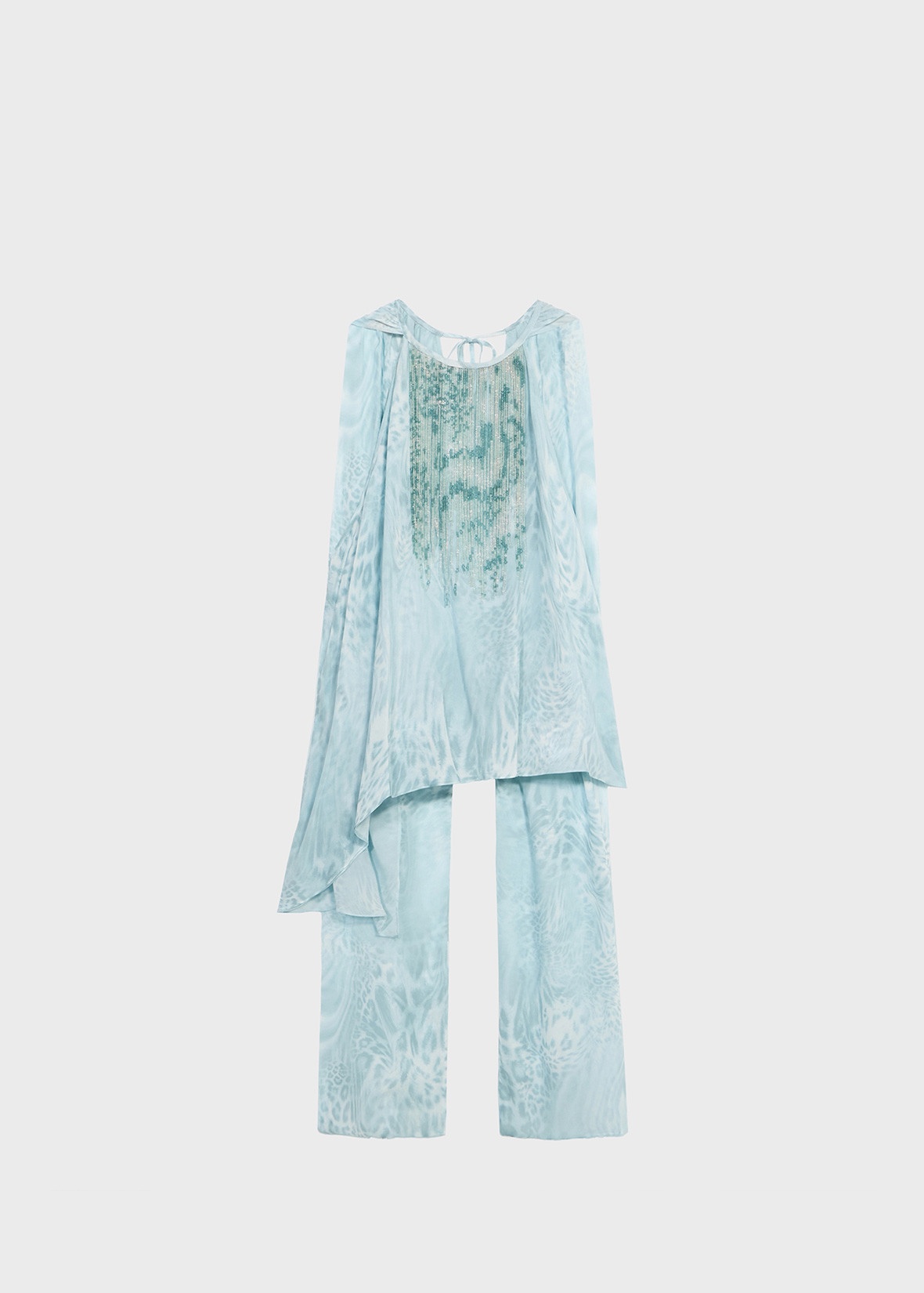 CHIFFON TOP WITH BEADS AND FRINGES - 1