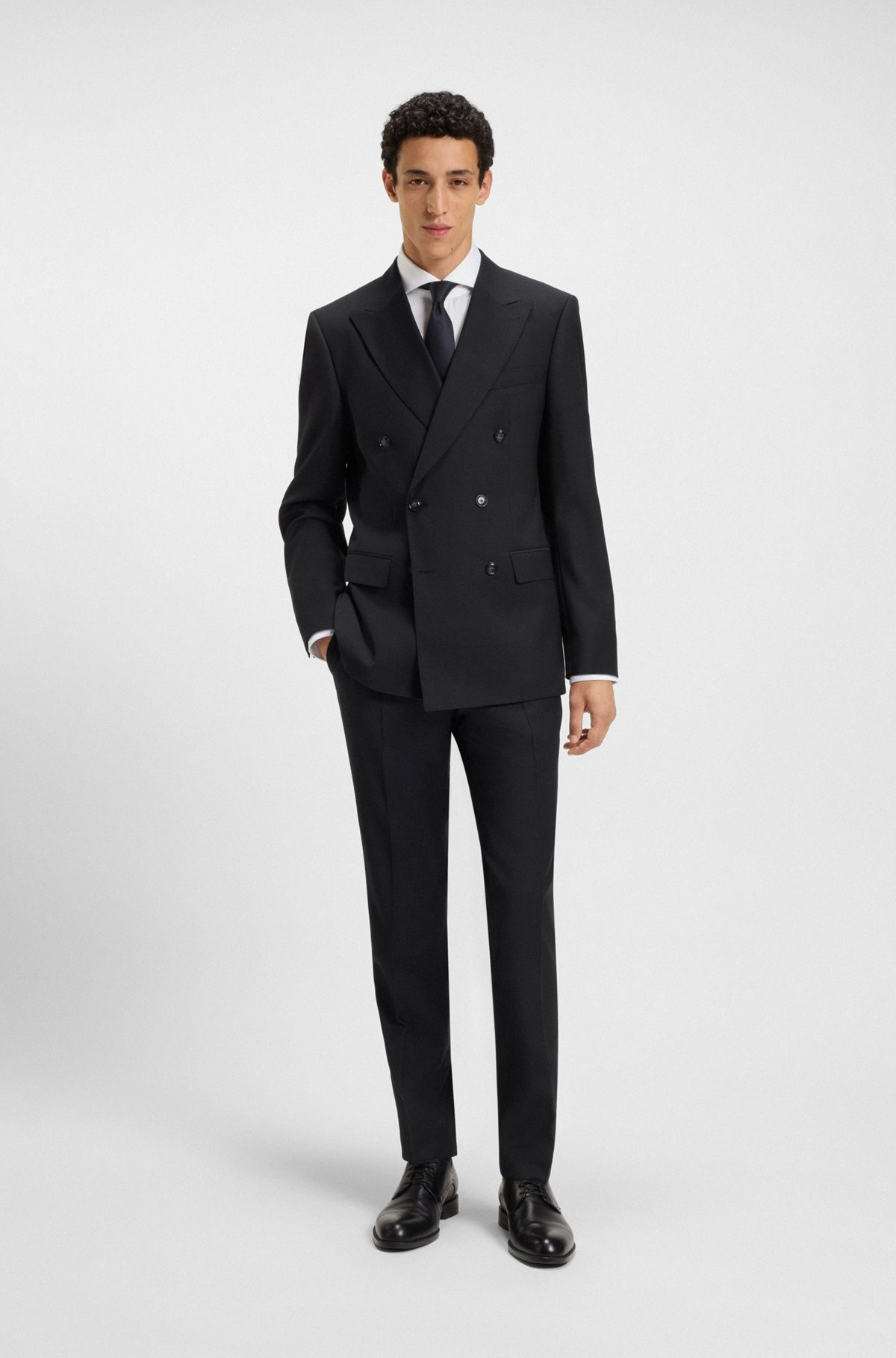 SLIM-FIT TWO-PIECE SUIT IN PINSTRIPE VIRGIN WOOL - 1