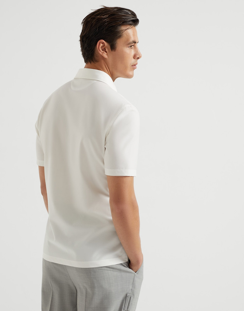Brunello Cucinelli Lightweight virgin wool polo shirt with chest pocket and logo outlook