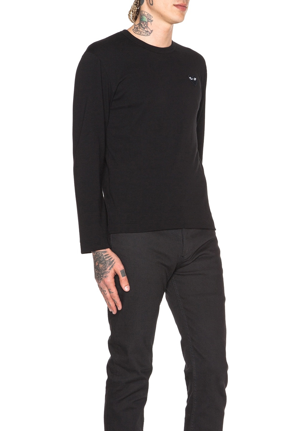 Black Emblem Cotton Long Sleeve Tee - 3