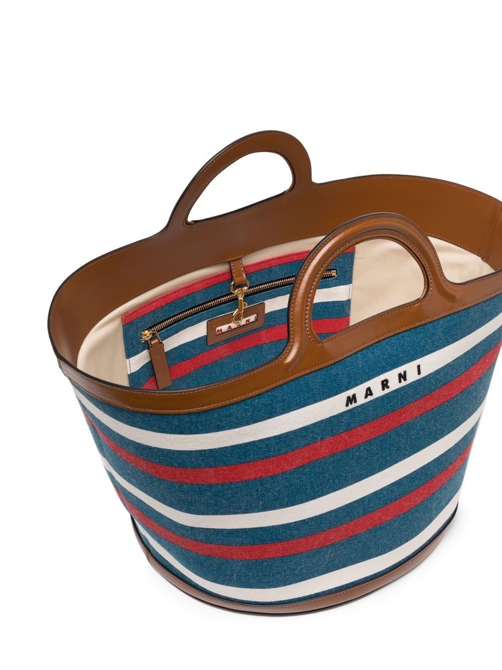 striped top-handle tote bag - 5