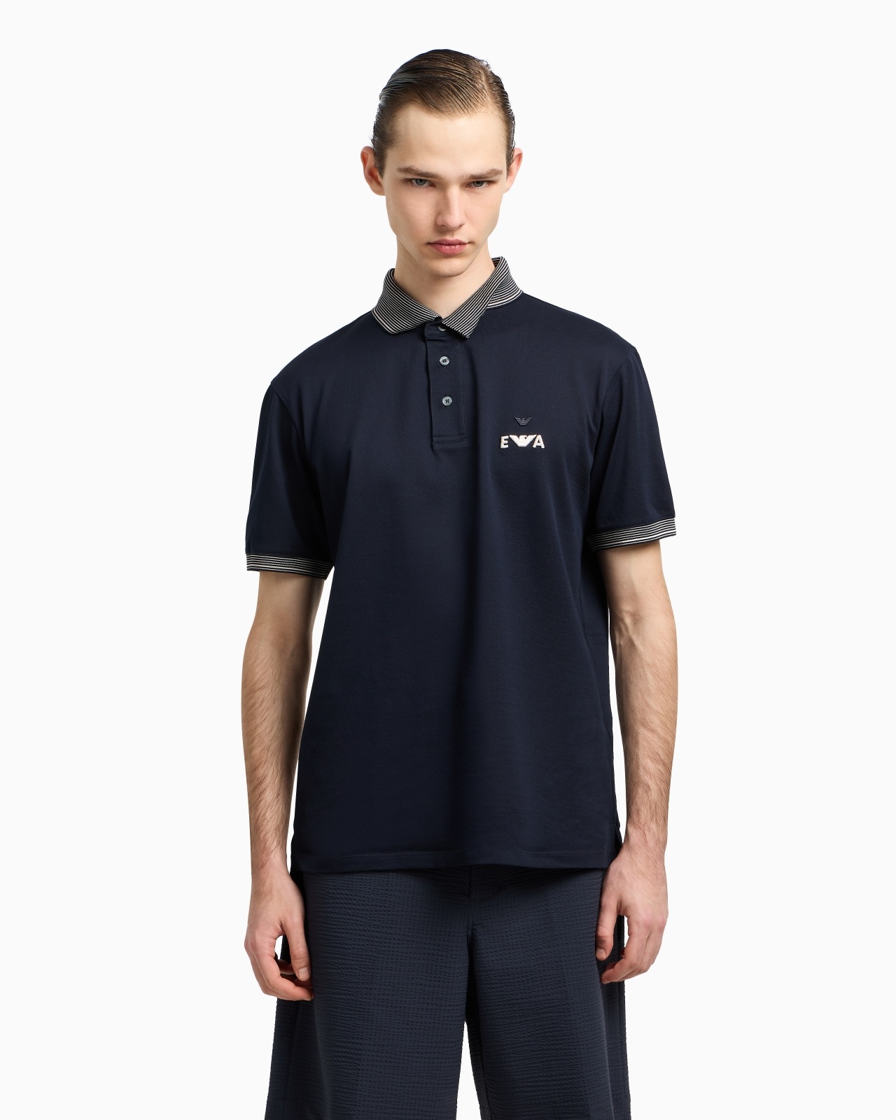PIQUÉ POLO SHIRT WITH SUPER-EMBOSSED EA EMBROIDERY - 4