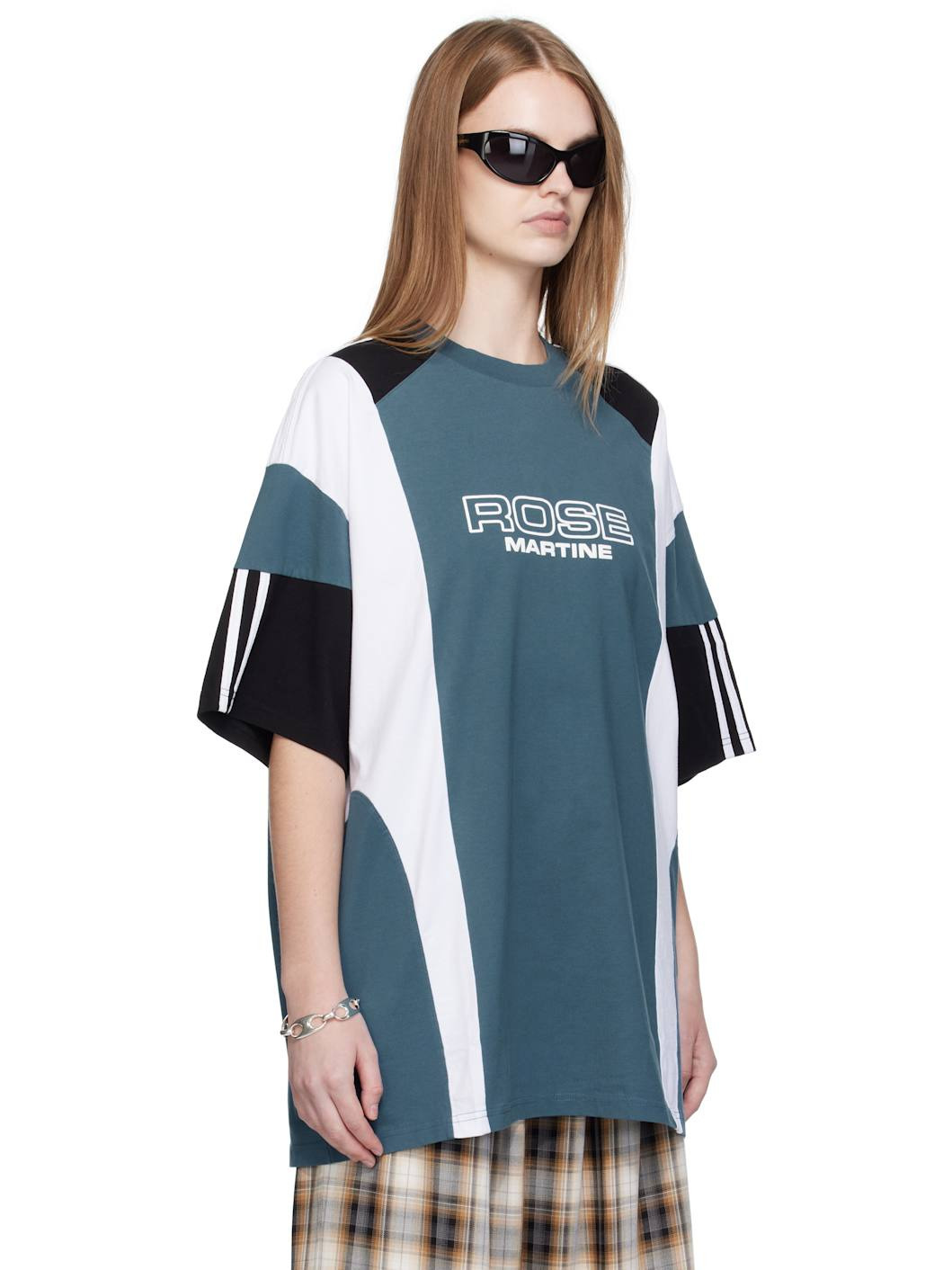 Blue Oversized Panelled T-shirt - 2