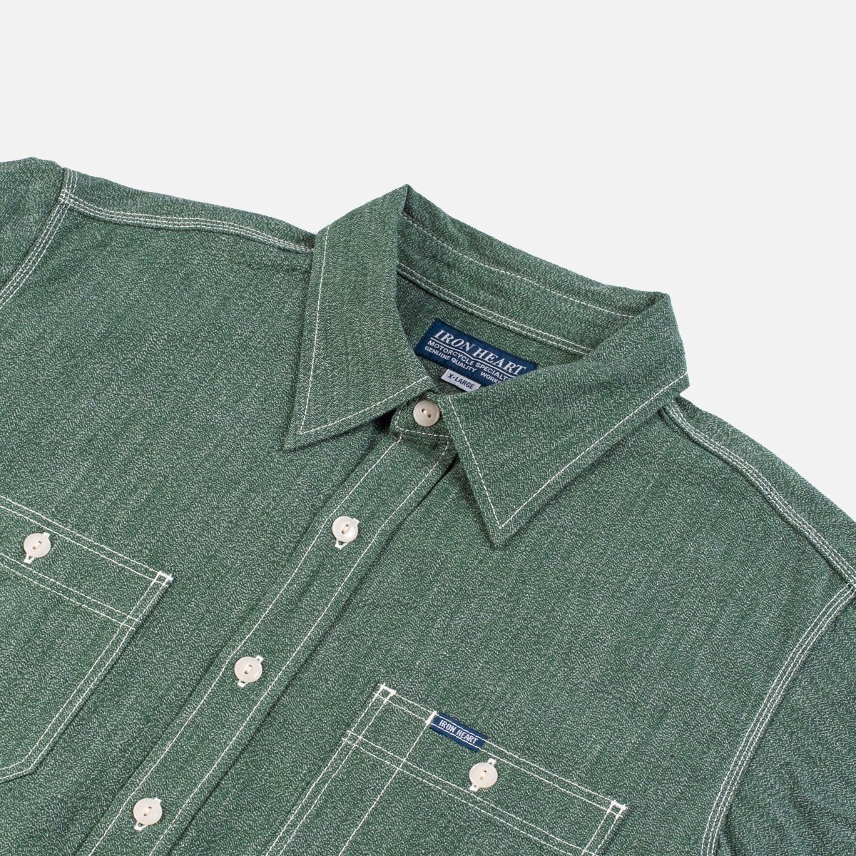 IHSH-290-GRN 10oz Mock Twist Selvedge Chambray Work Shirt - Green 'The Salt and Jalapeño' - 6
