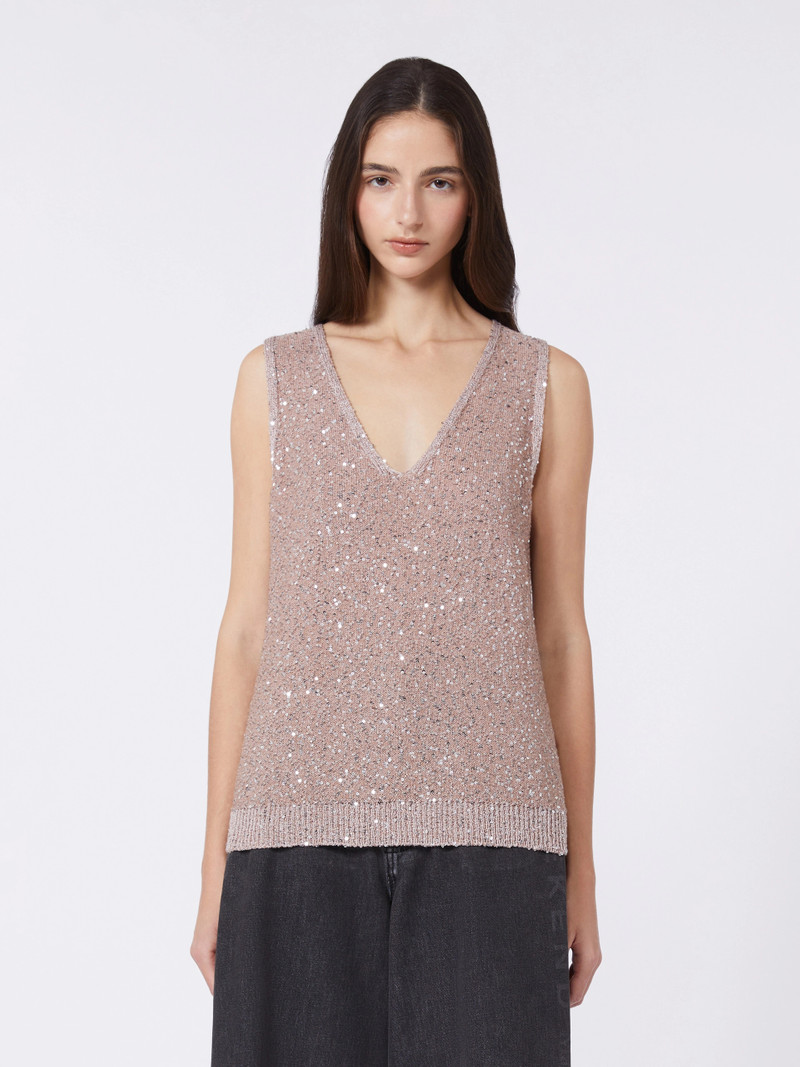 TEMPO Sleeveless jumper with sequins - ANTIQUE ROSE 3