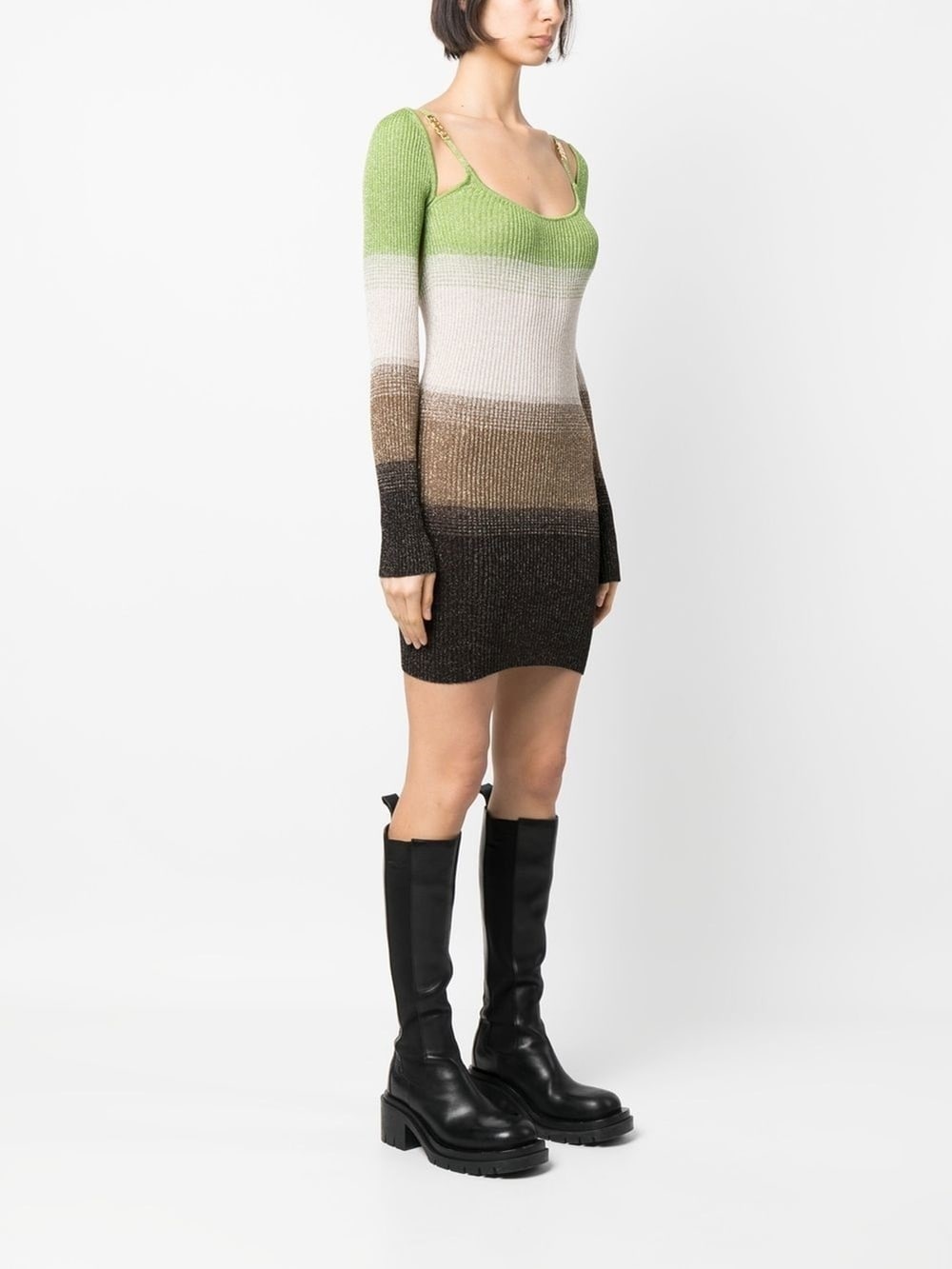 knitted striped mini dress - 3