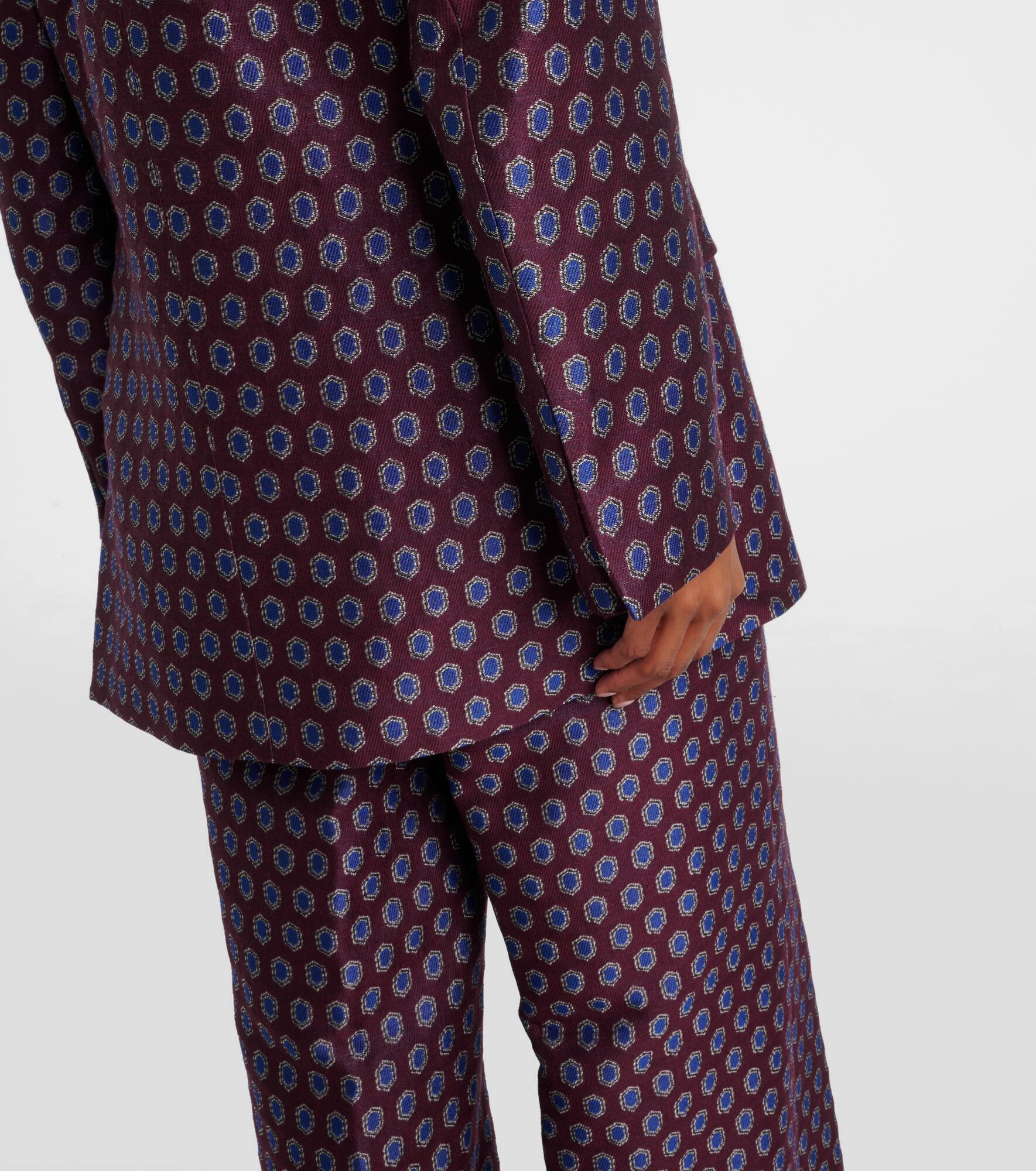 Printed wool, cotton, and linen-blend blazer - 5