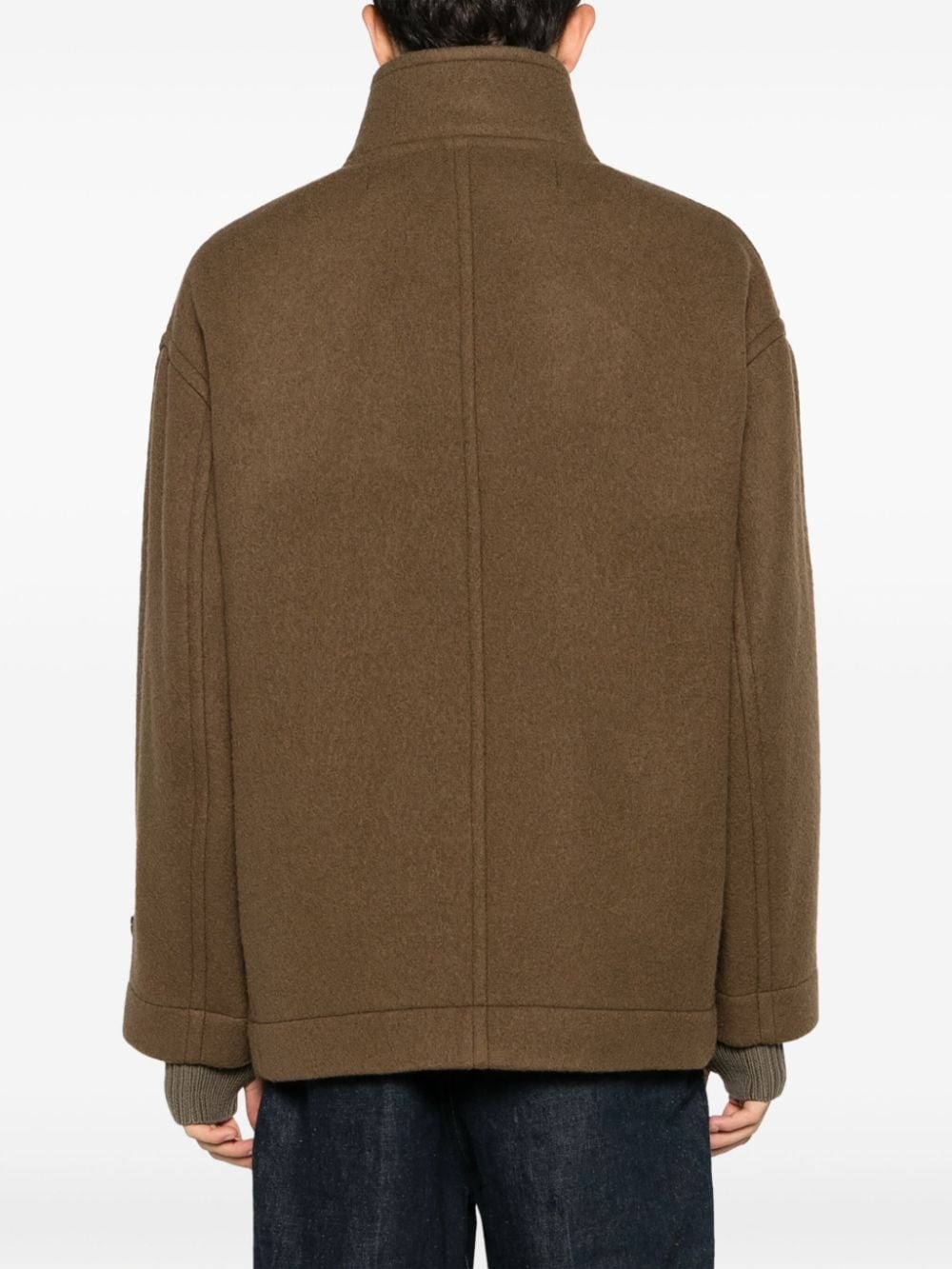 high-neck virgin-wool coat - 4