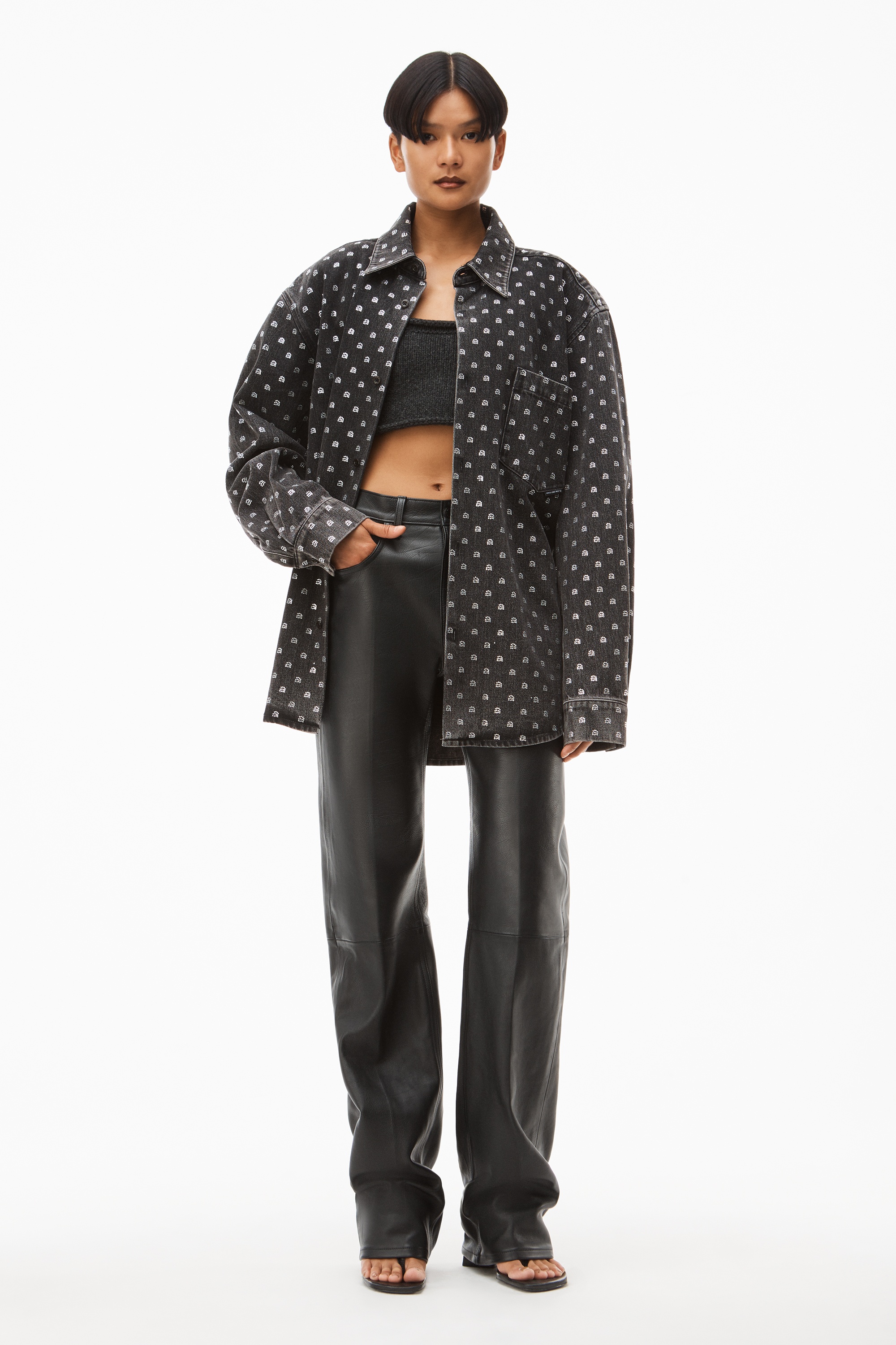 CRYSTAL A UNISEX OVERSIZED DENIM SHIRT - 6