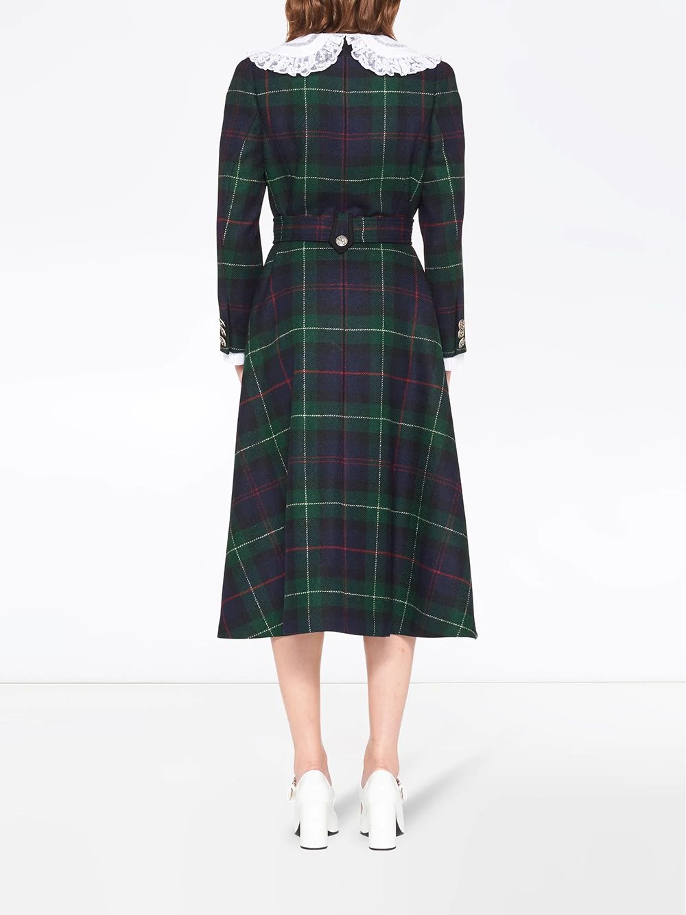 lace collar plaid shetland coat - 4