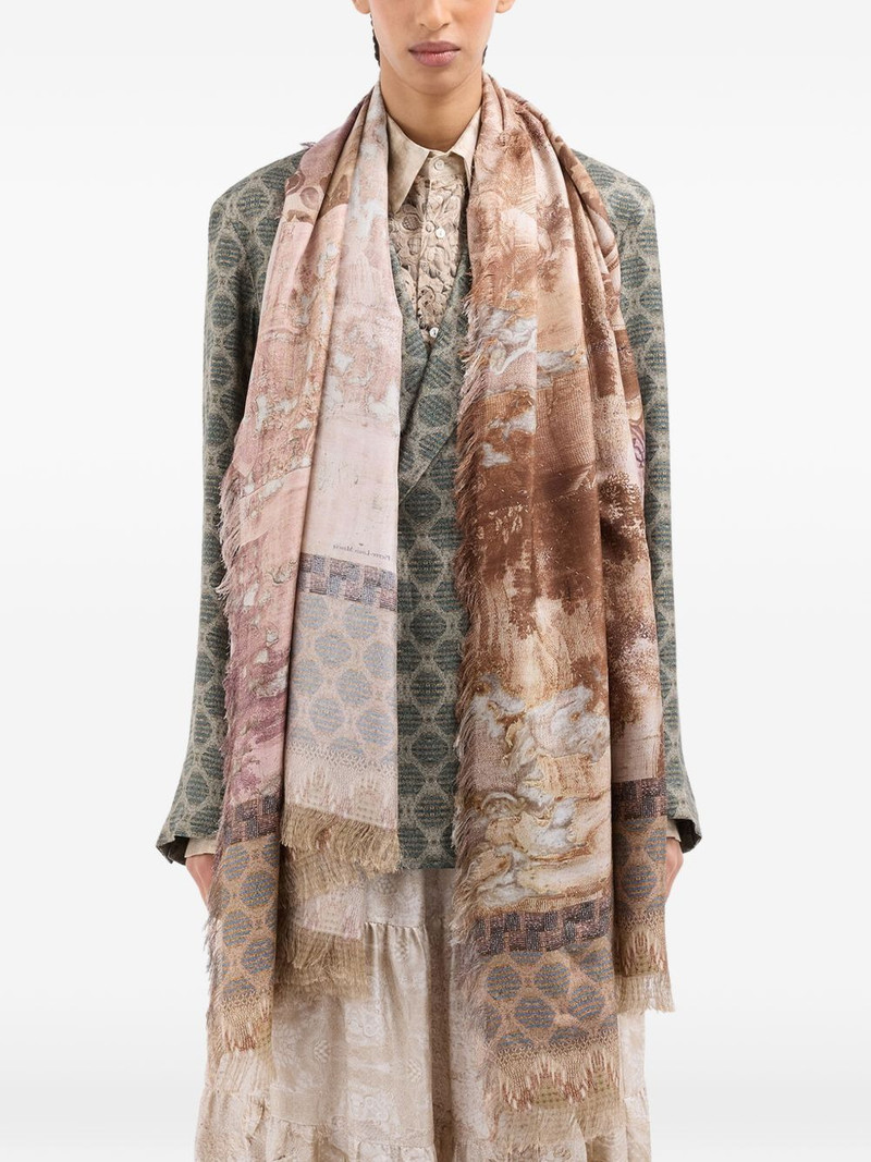 baroque-print fringed-hem scarf 3