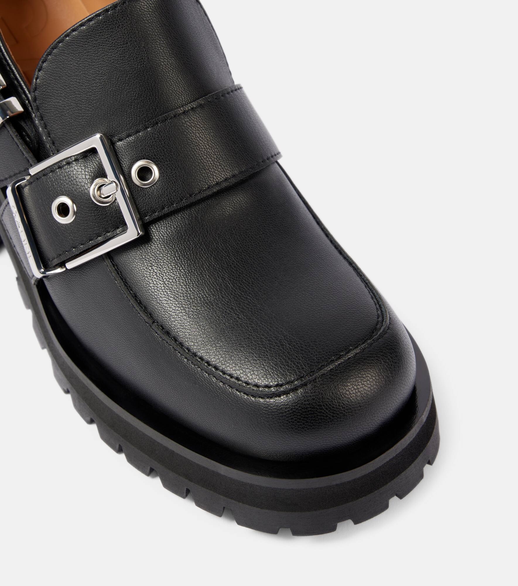 Feminine faux leather platform loafers - 5