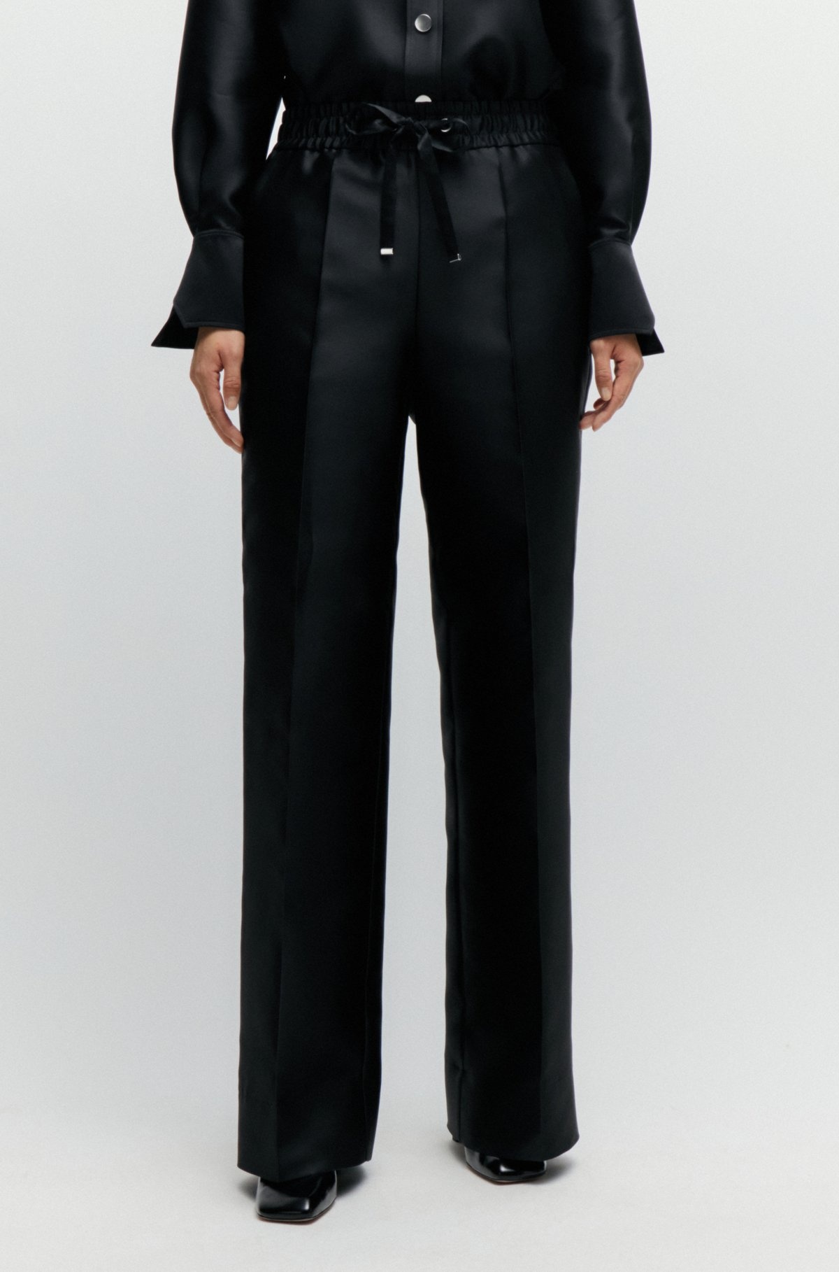 RELAXED-FIT TROUSERS IN SATIN WITH DRAWSTRING WAIST - 2