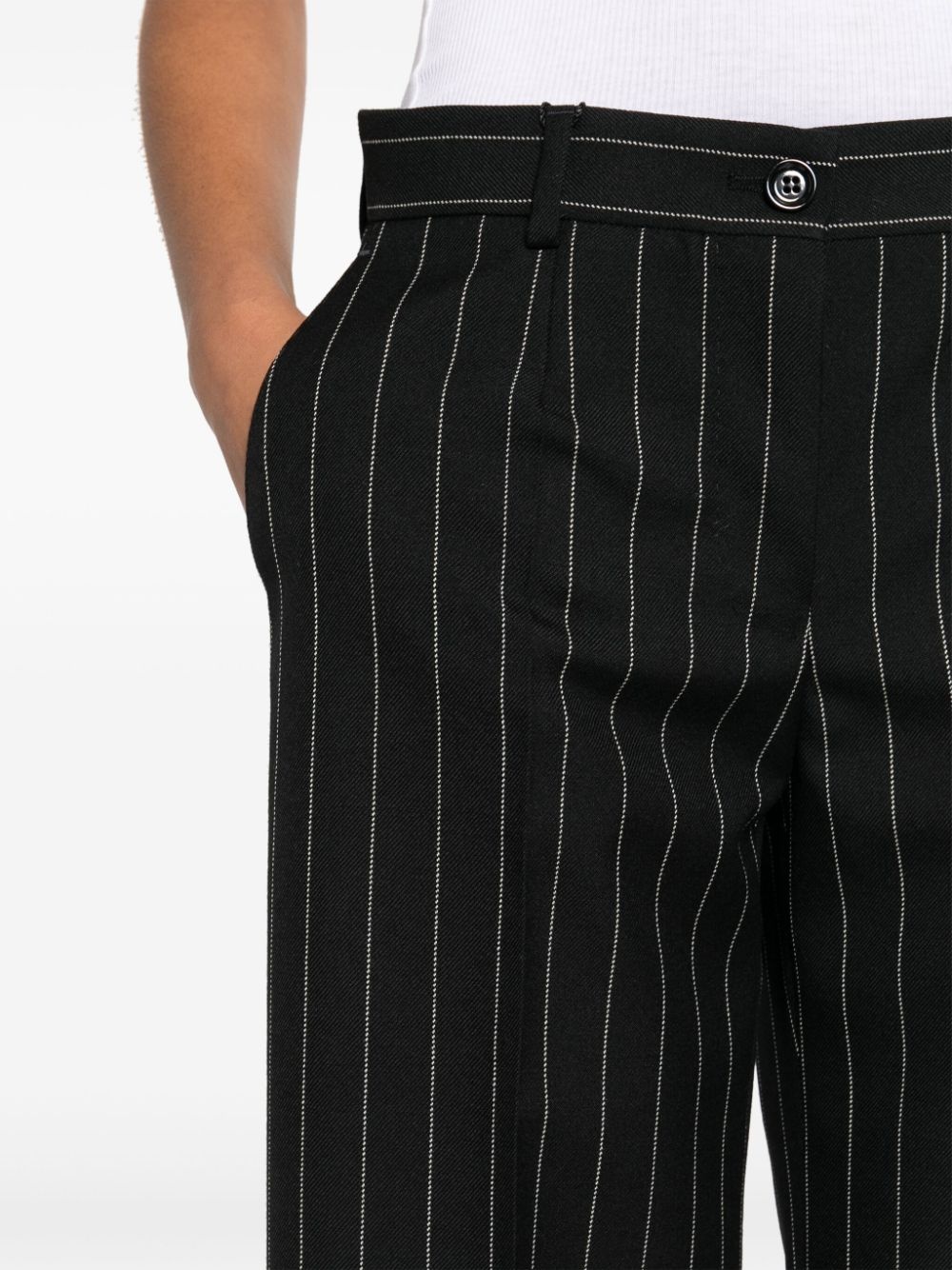 pinstriped straight-leg trousers - 5