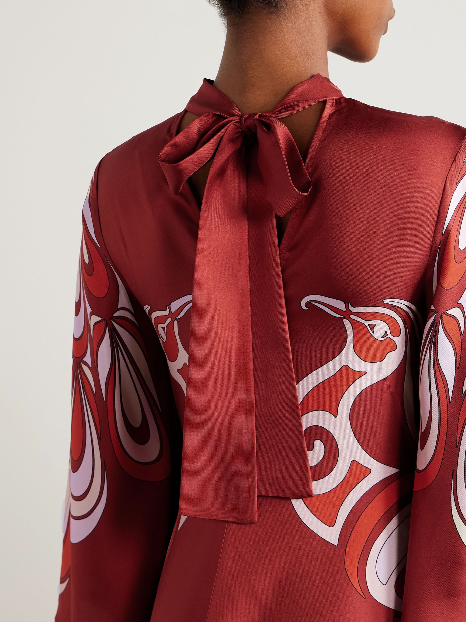 Icon Magnifico printed silk-twill maxi dress Red - 5