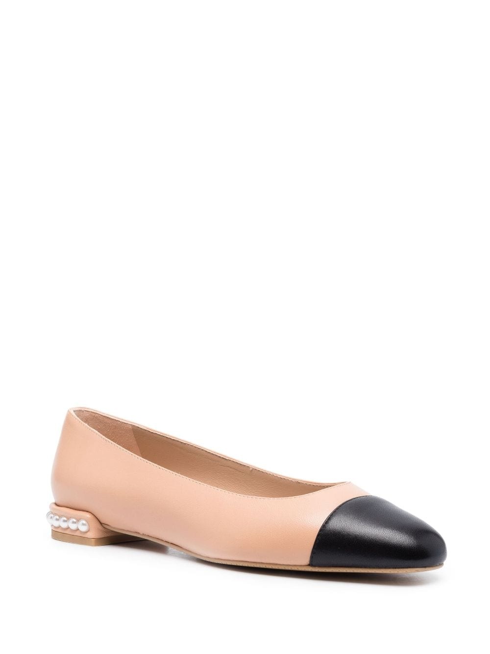 Pearl contrasting-toecap ballerina shoes - 2