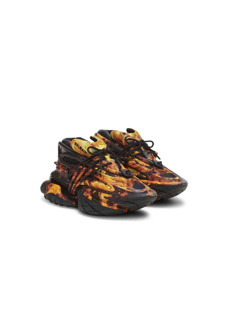 Balmain Unicorn trainers in Fire print neoprene and leather outlook
