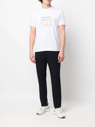 Brunello Cucinelli slogan-print short-sleeved T-shirt outlook