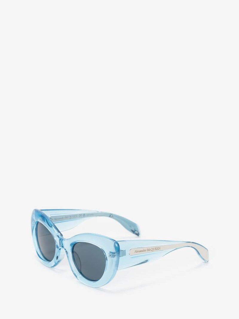 Alexander McQueen Women's The Curve Cat-eye Sunglasses in Light Blue outlook