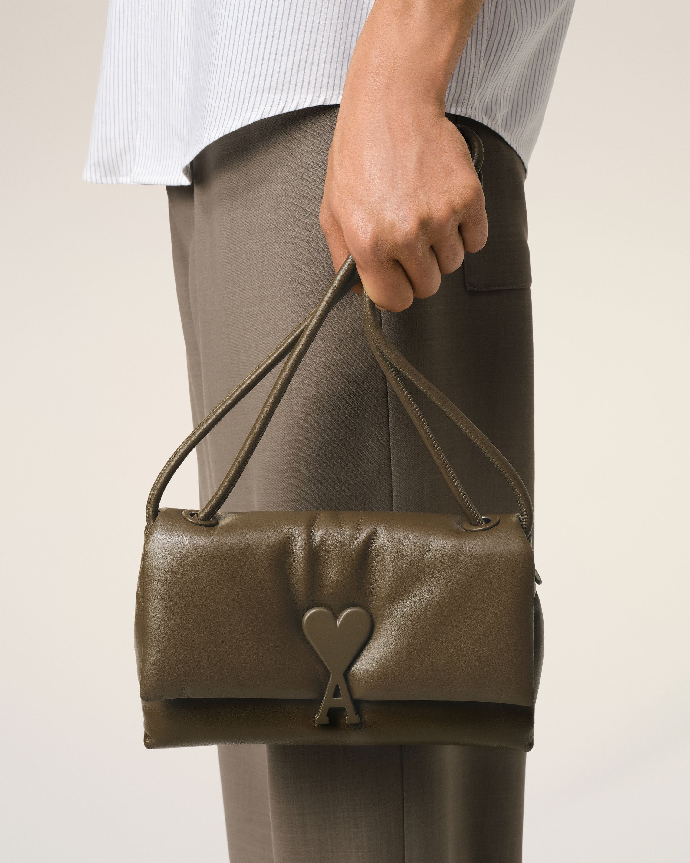 KHAKI LEATHER VOULEZ-VOUS BAG - 6
