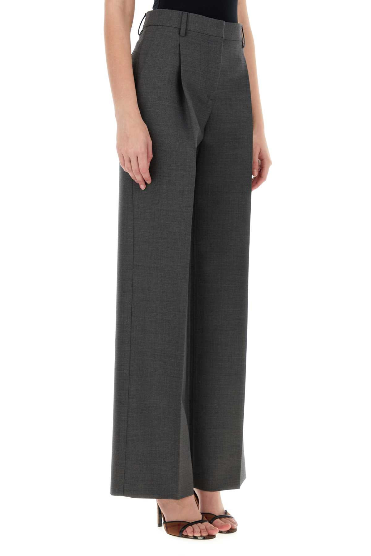 Burberry Women Dark Grey Wool Wide-Leg Pant - 3