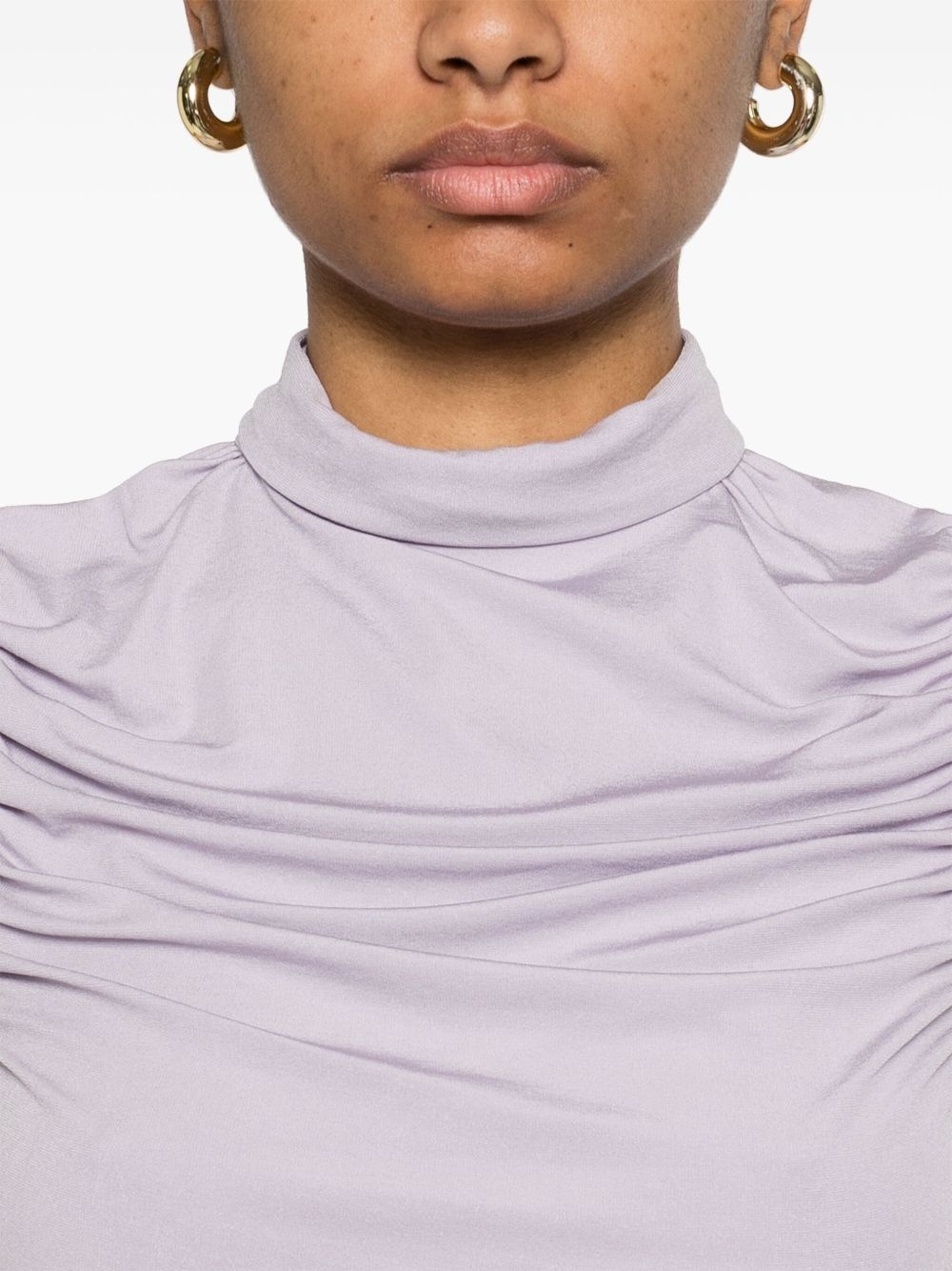 mock-neck ruched midi dress - 6