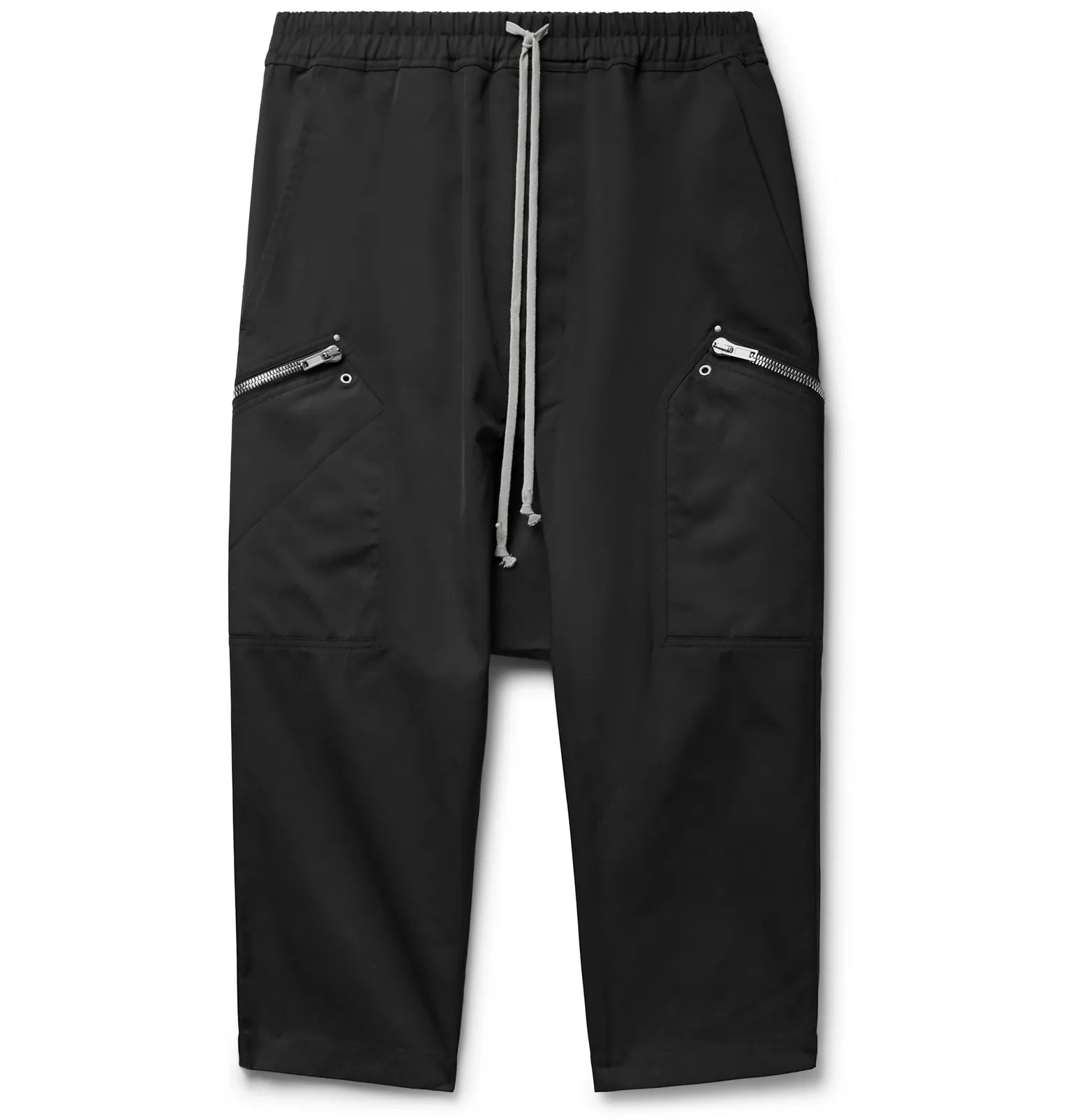 Cropped Twill Drawstring Trousers - 1