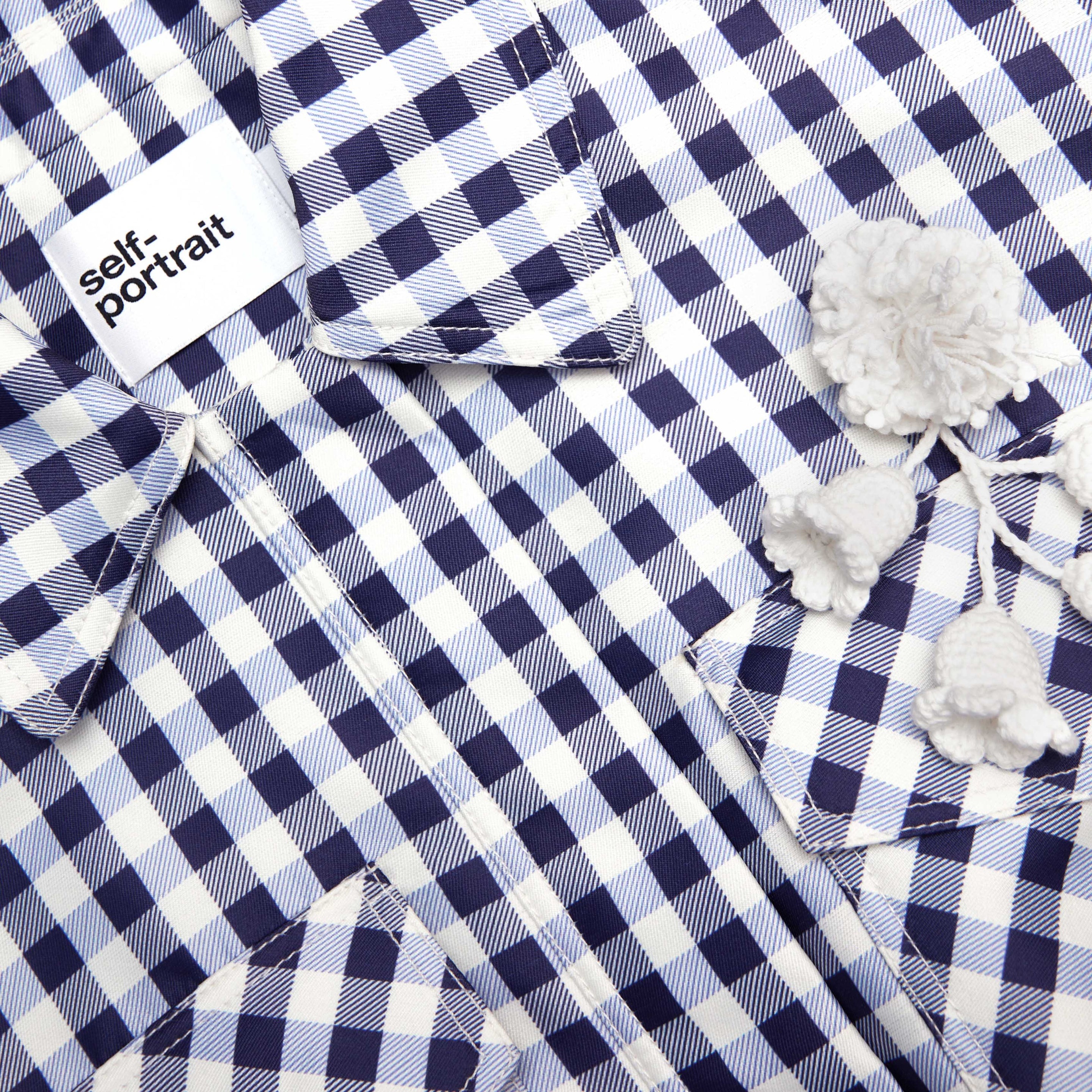 Navy Gingham Taffeta Jacket - 5