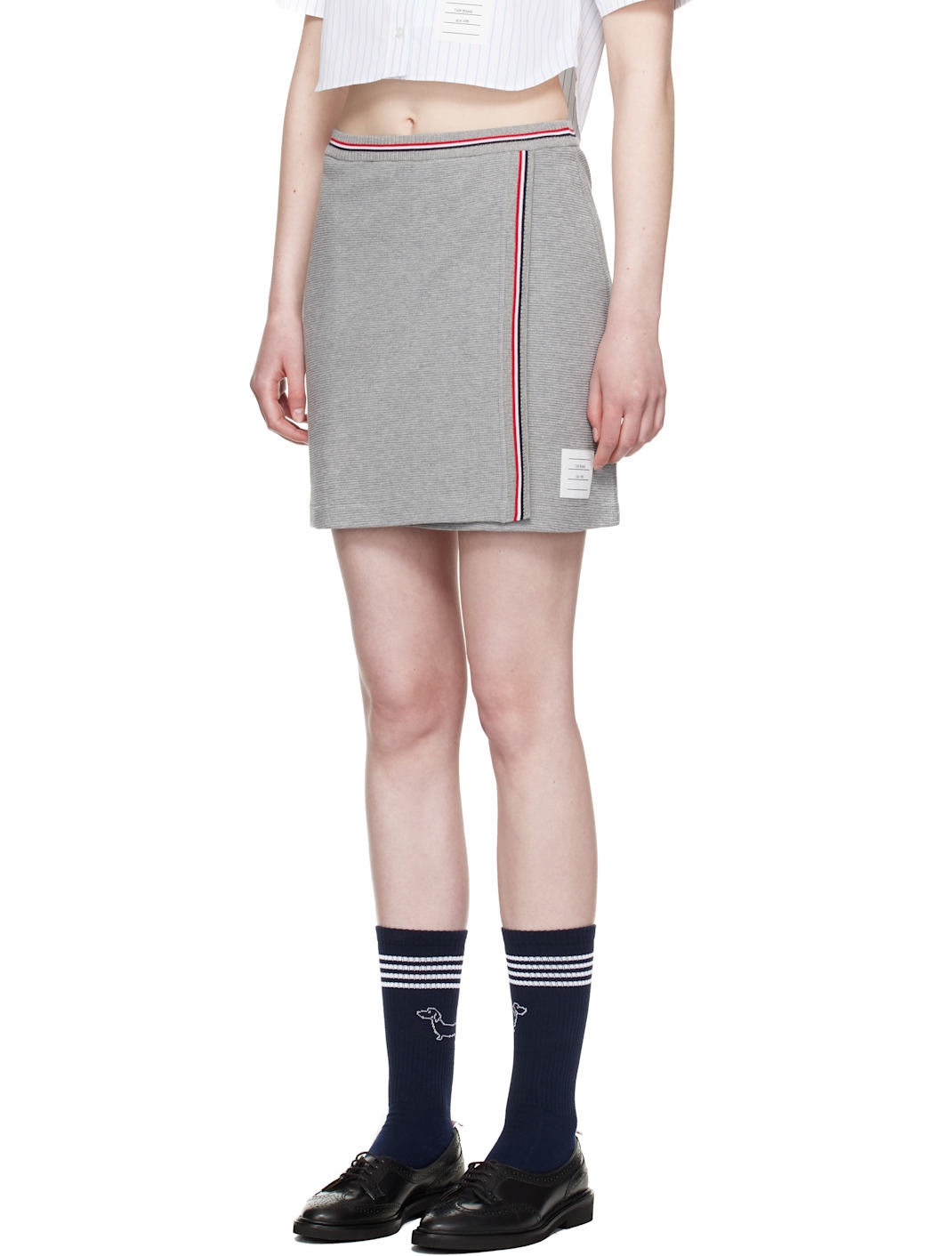 Gray Cotton Waffle Miniskirt - 4