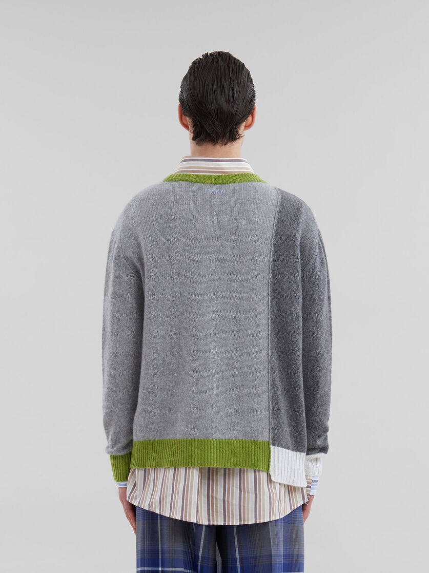 GREY CASHMERE COLOUR-BLOCK JUMPER - 3