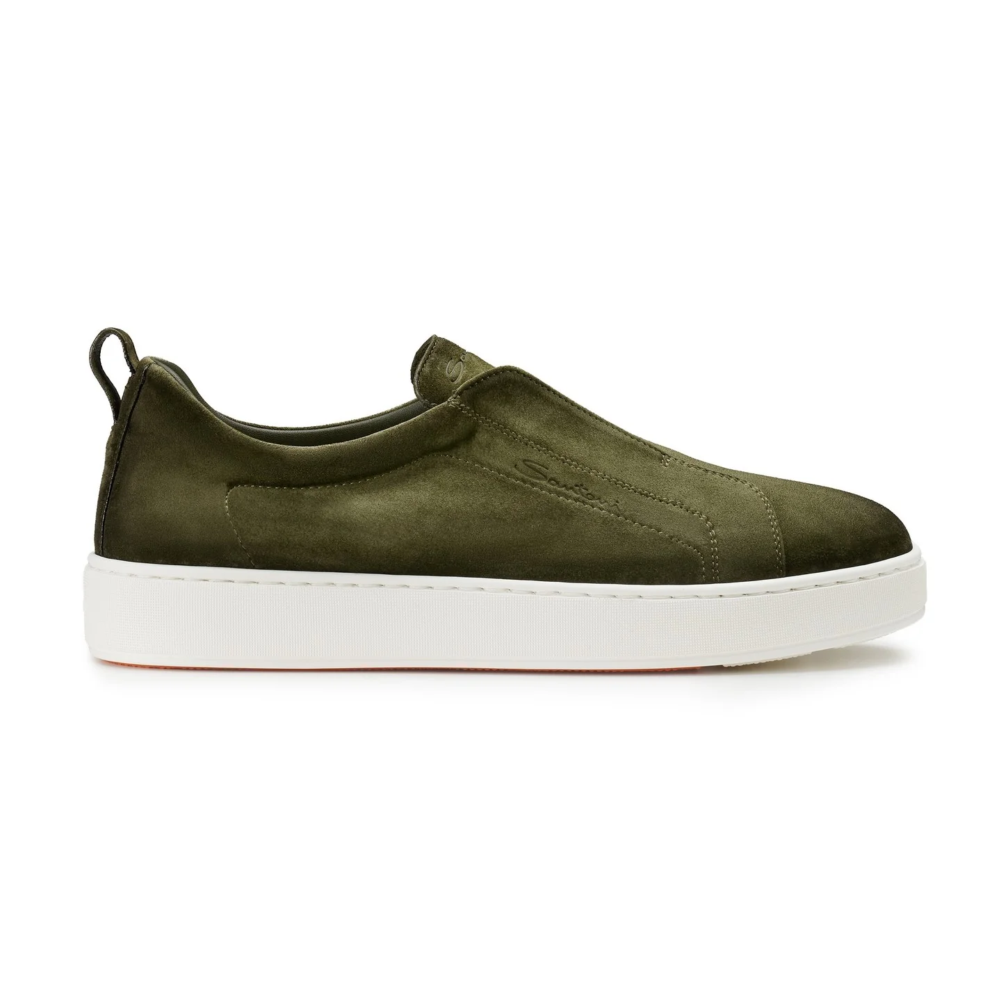 Men's green suede slip-on sneaker - 1