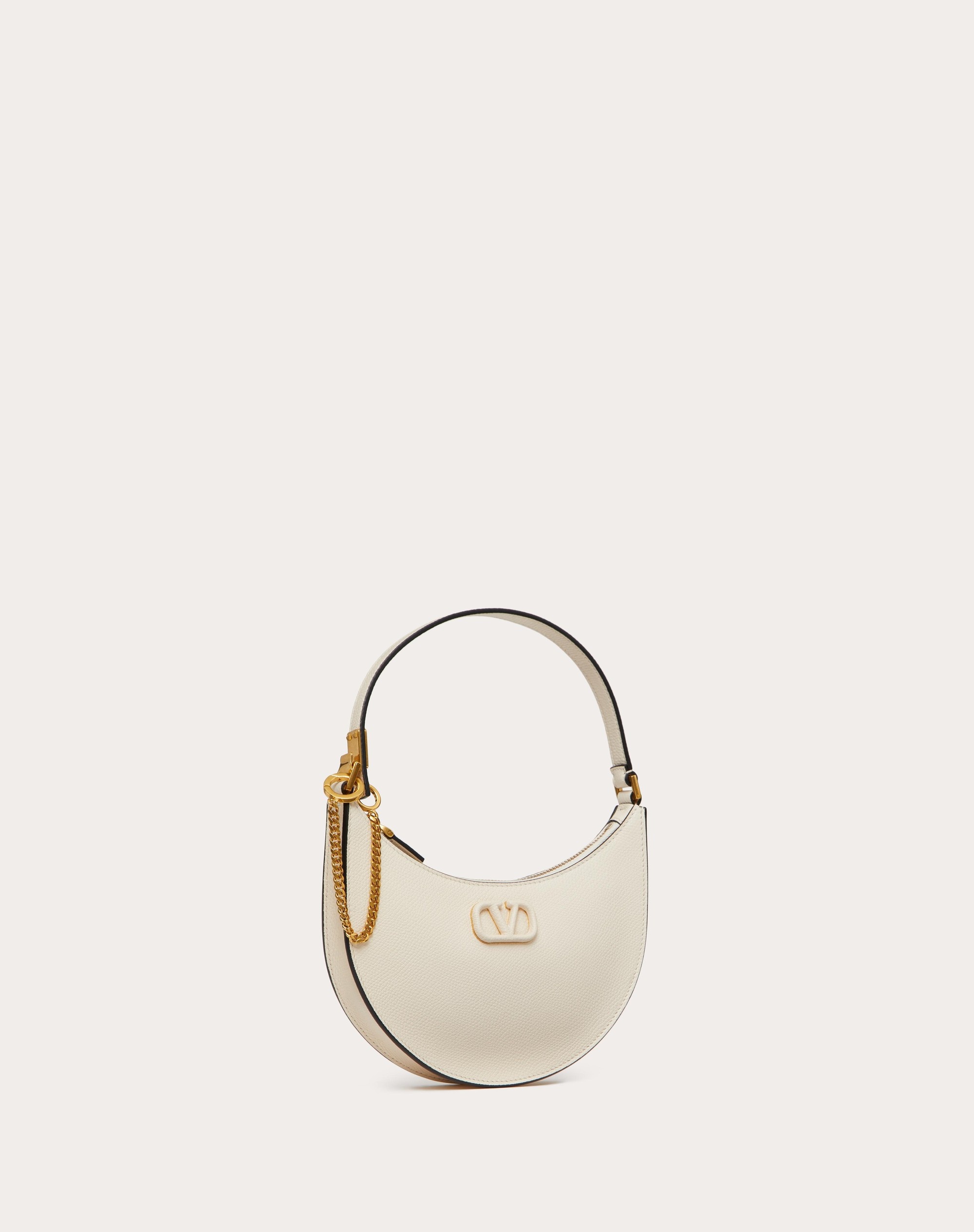 MINI VLOGO SIGNATURE GRAINY CALFSKIN HOBO BAG - 4