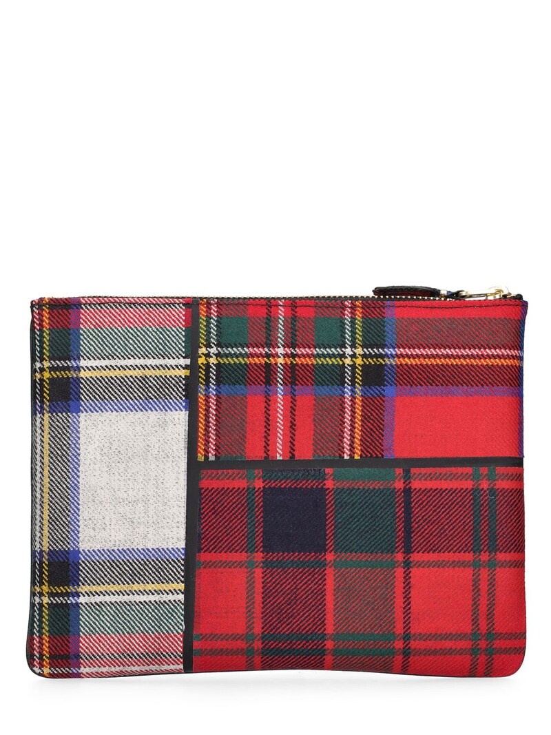 Tartan patchwork zipped pouch - 4