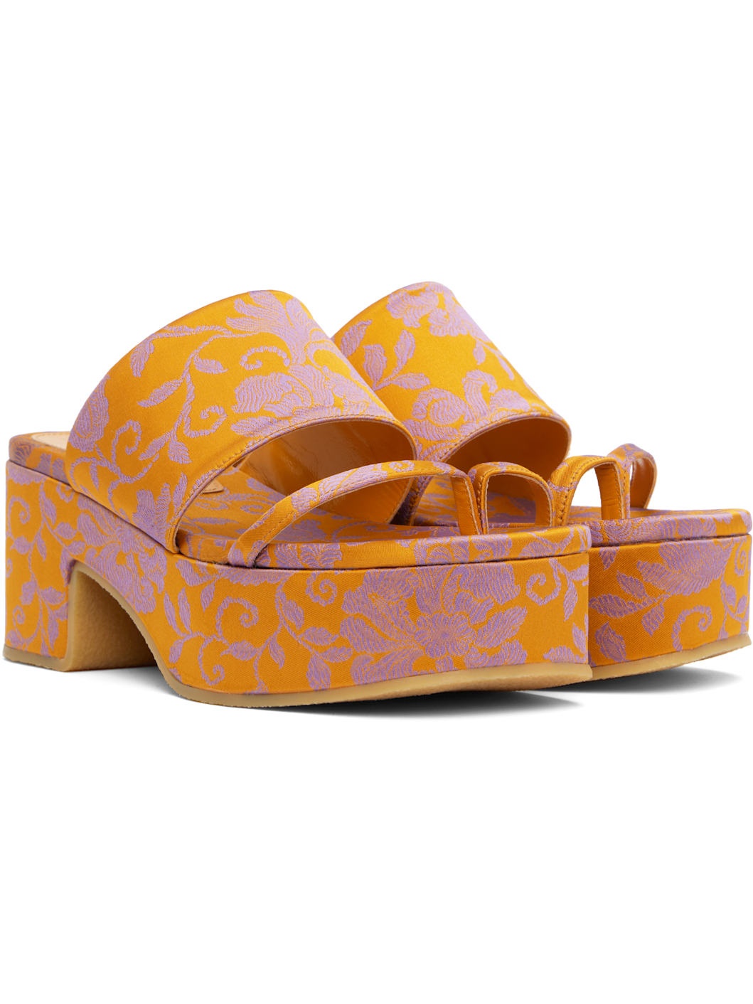 Orange Platform Heeled Sandals - 4