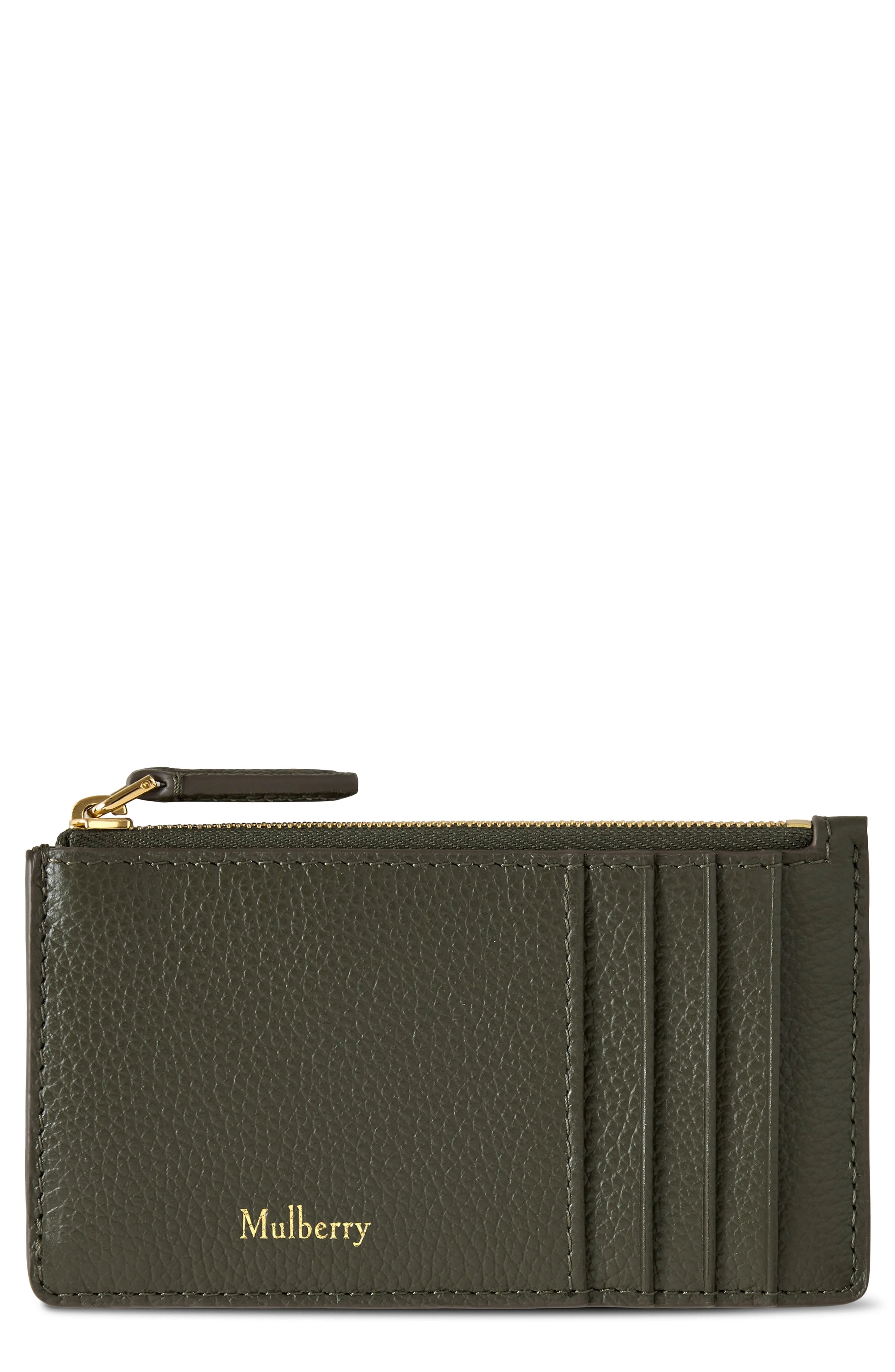 Mulberry Continental Zip Leather Card Holder in Juniper Green at Nordstrom - 1