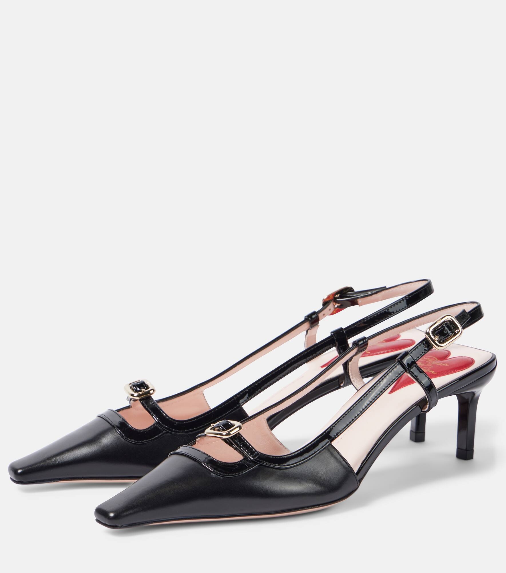 55 leather slingback pumps - 5