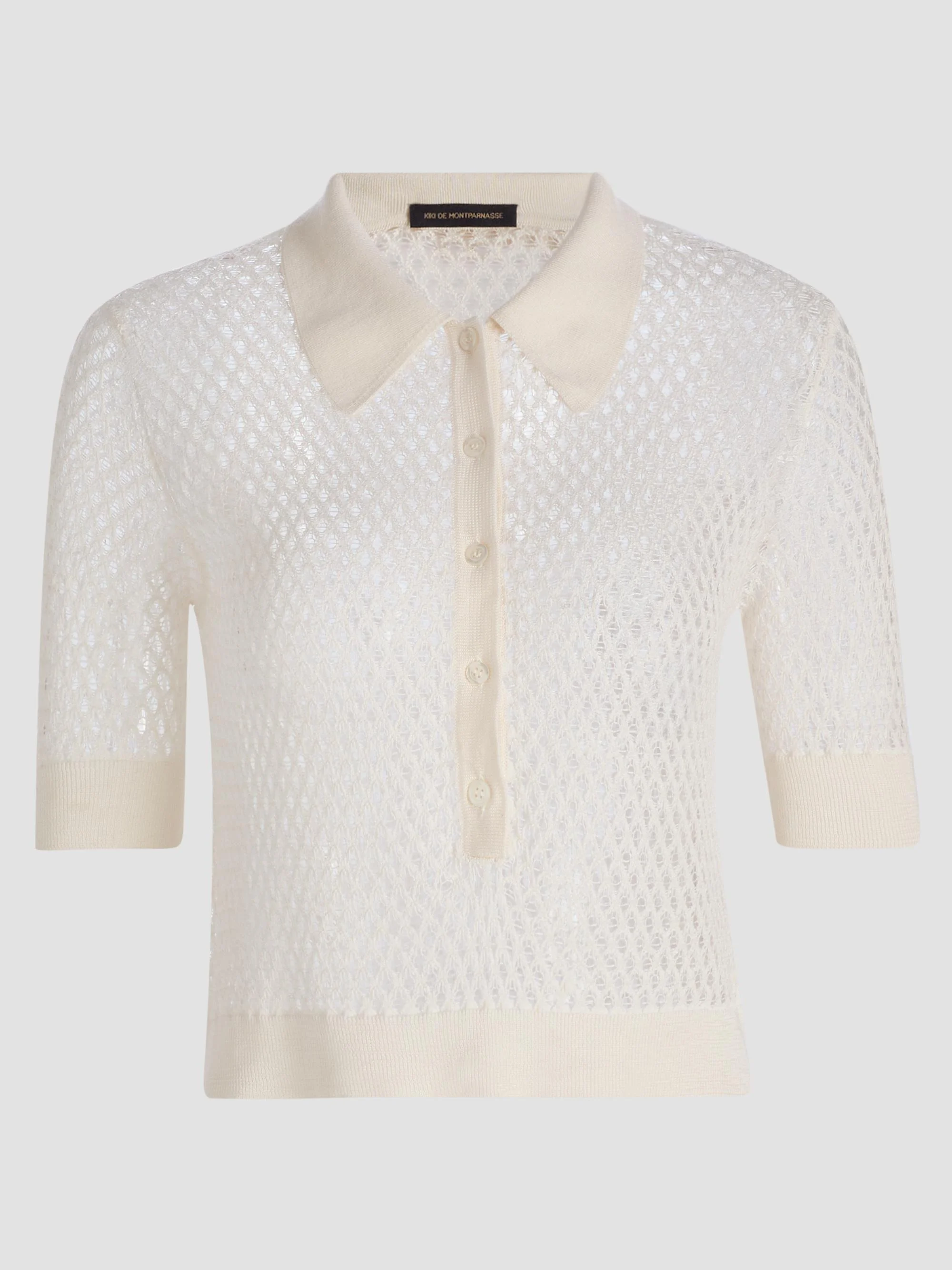 Women's Silk Crochet Crop Top - Ivory - 1