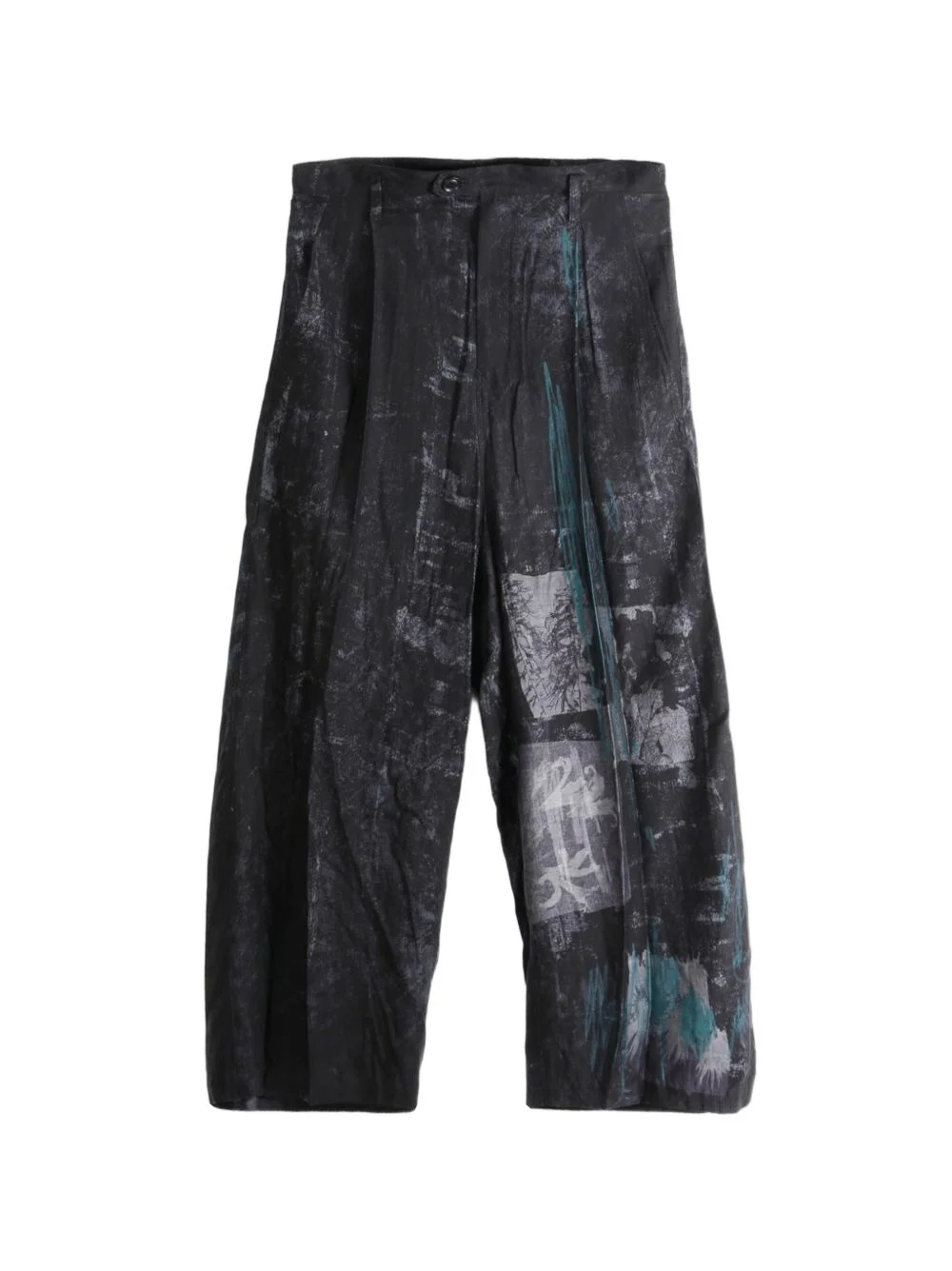 graphic-print pleated trousers - 1