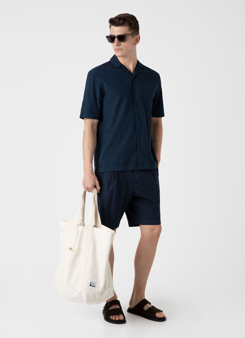 Sunspel Seersucker Camp Collar Shirt outlook