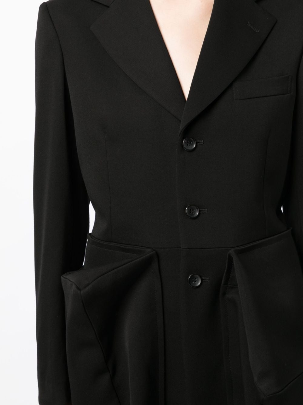 gathered asymmetric single-breasted coat - 5