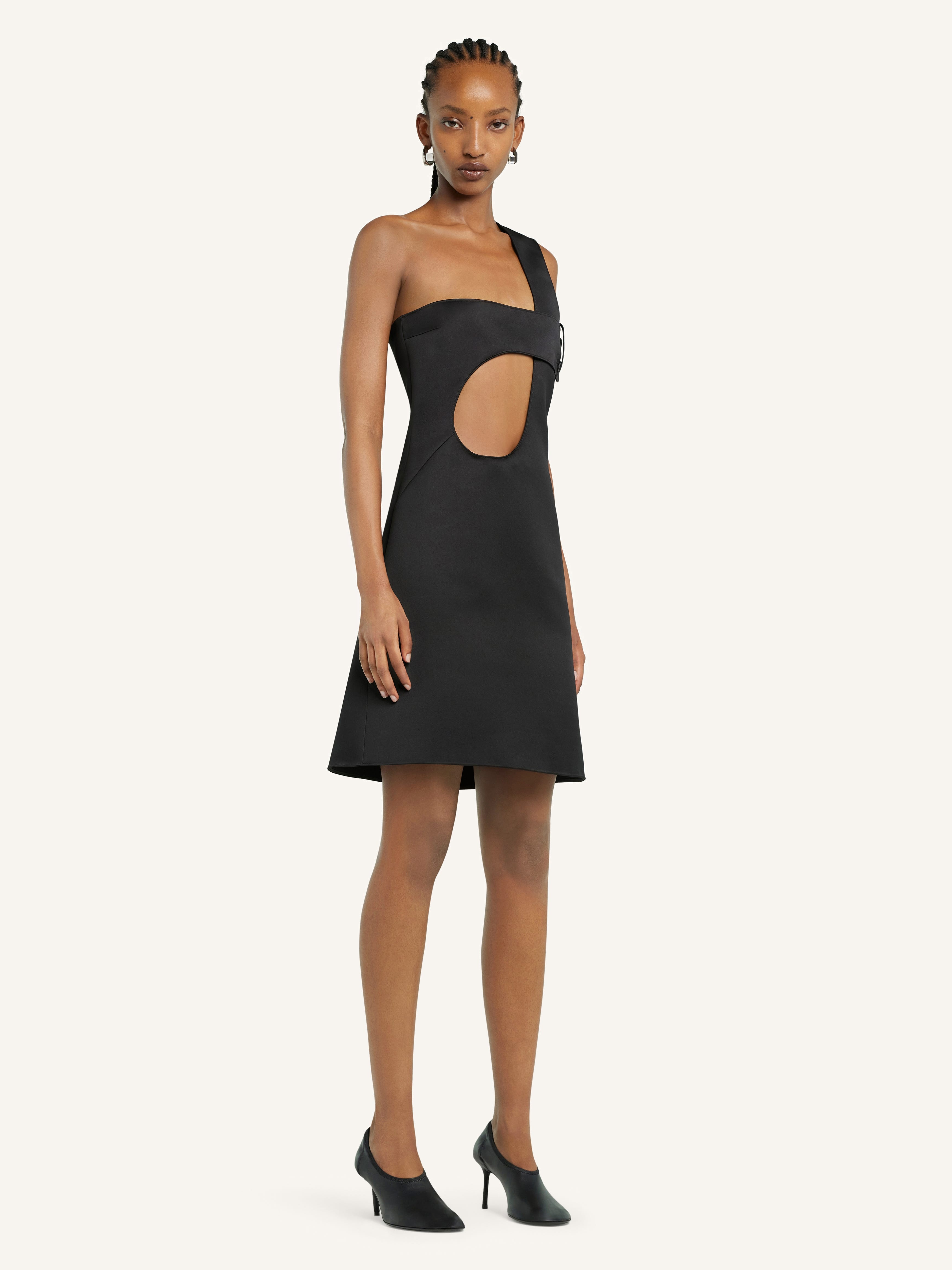 SHORT CUT-OUT SATIN DRESS - 3