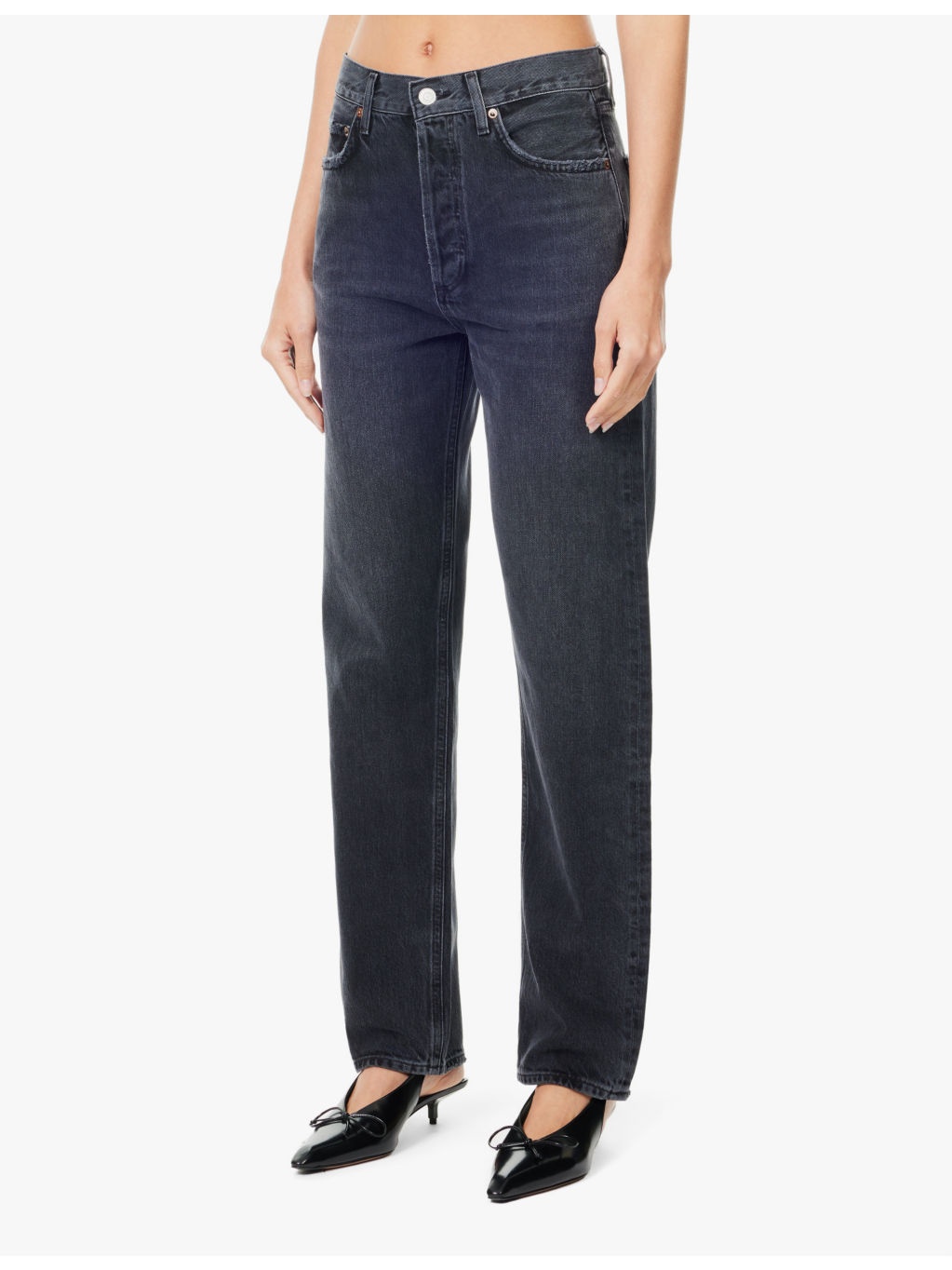 90's Pinch Waist high-rise straight-leg denim jeans - 3