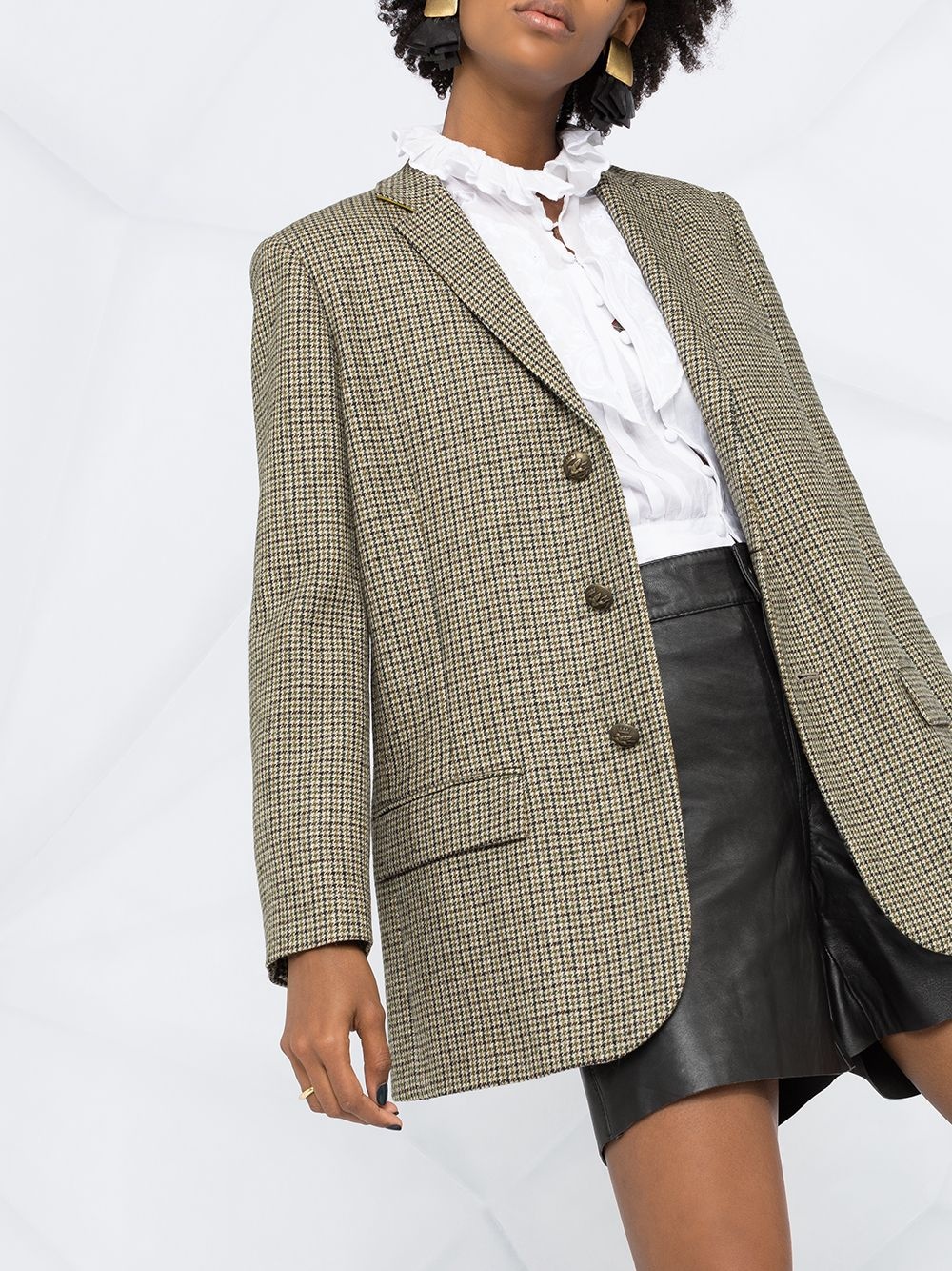 houndstooth-pattern single breasted blazer - 3