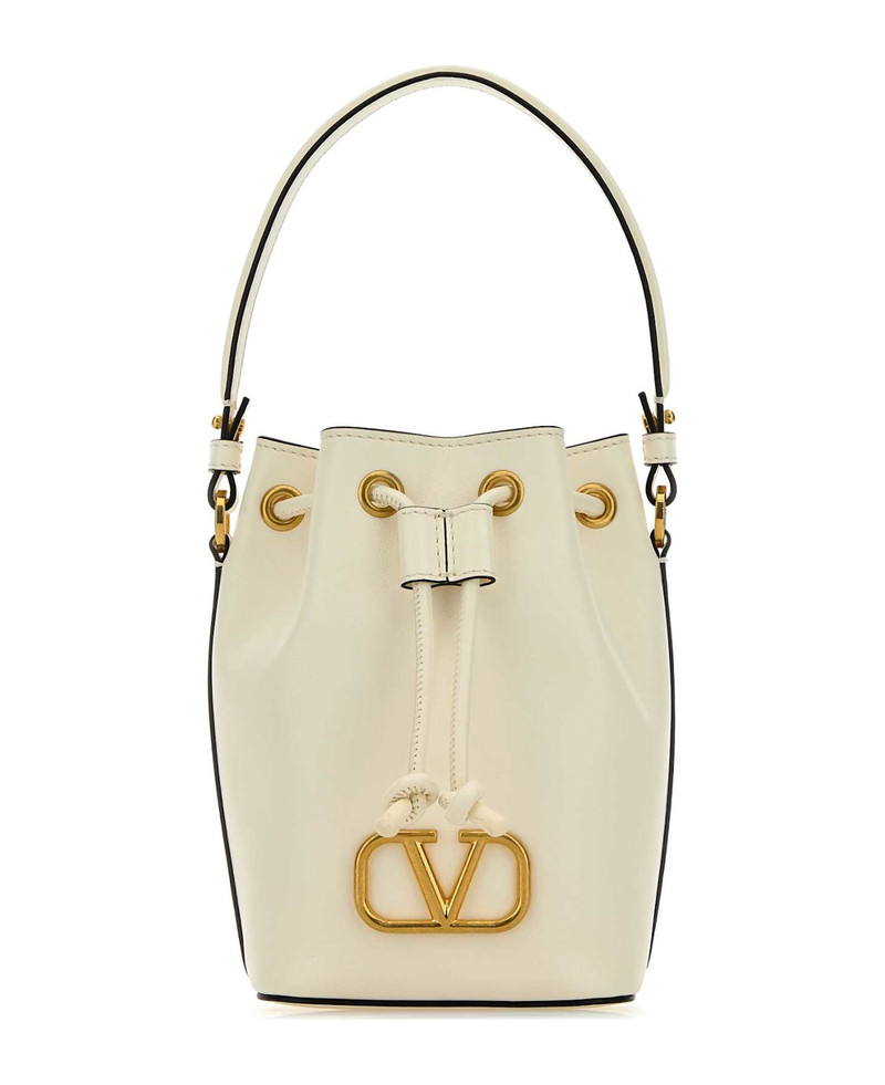 Ivory Nappa Leather Vlogo Signature Bucket Bag 1