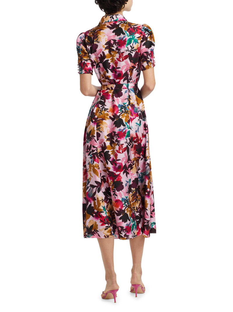 Women's Vanessa Floral Silk Tie-Waist Shirtdress - Watercolour Flourish 5