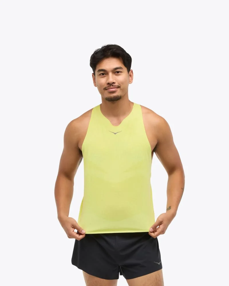 Men's Race Day Singlet Top in Hoka Citrus - 1