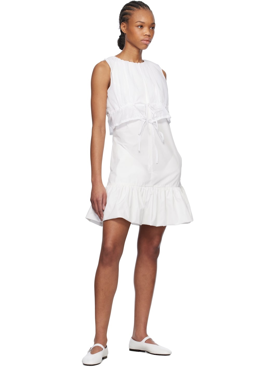 White Sheer Layered Minidress - 4