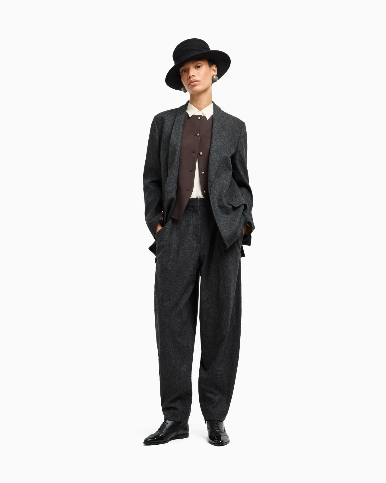 SINGLE-BREASTED JACKET IN WOOL AND CASHMERE FLANNEL - 2