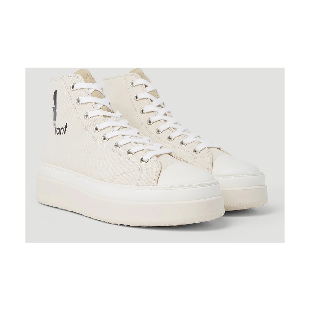 Isabel Marant COTTON HIGH TOP SNEAKERS WITH LOGO PRINT